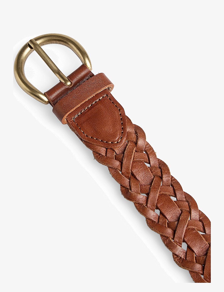 Markberg - HarlynMBG Braided Belt - læderbælter - cognac w/br. gold - 2