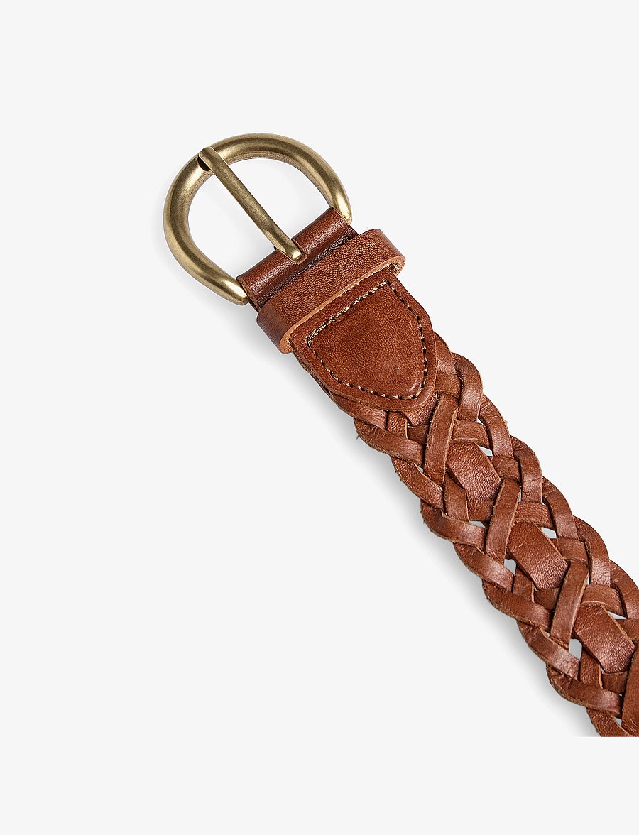Markberg - HarlynMBG Braided Belt - læderbælter - cognac w/br. gold - 3