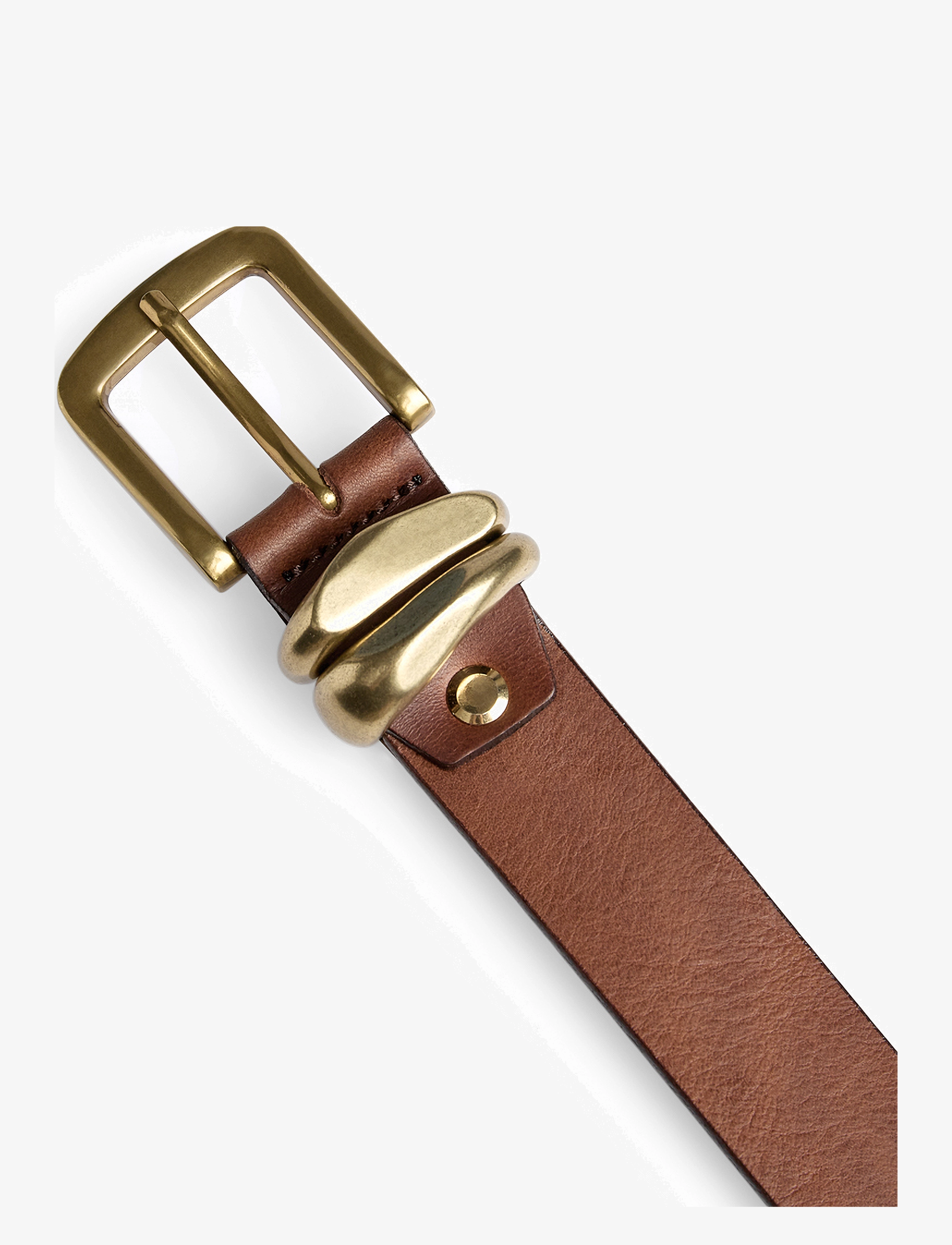 Markberg - AdleyMBG Belt - läderskärp - cognac w/br. gold - 3