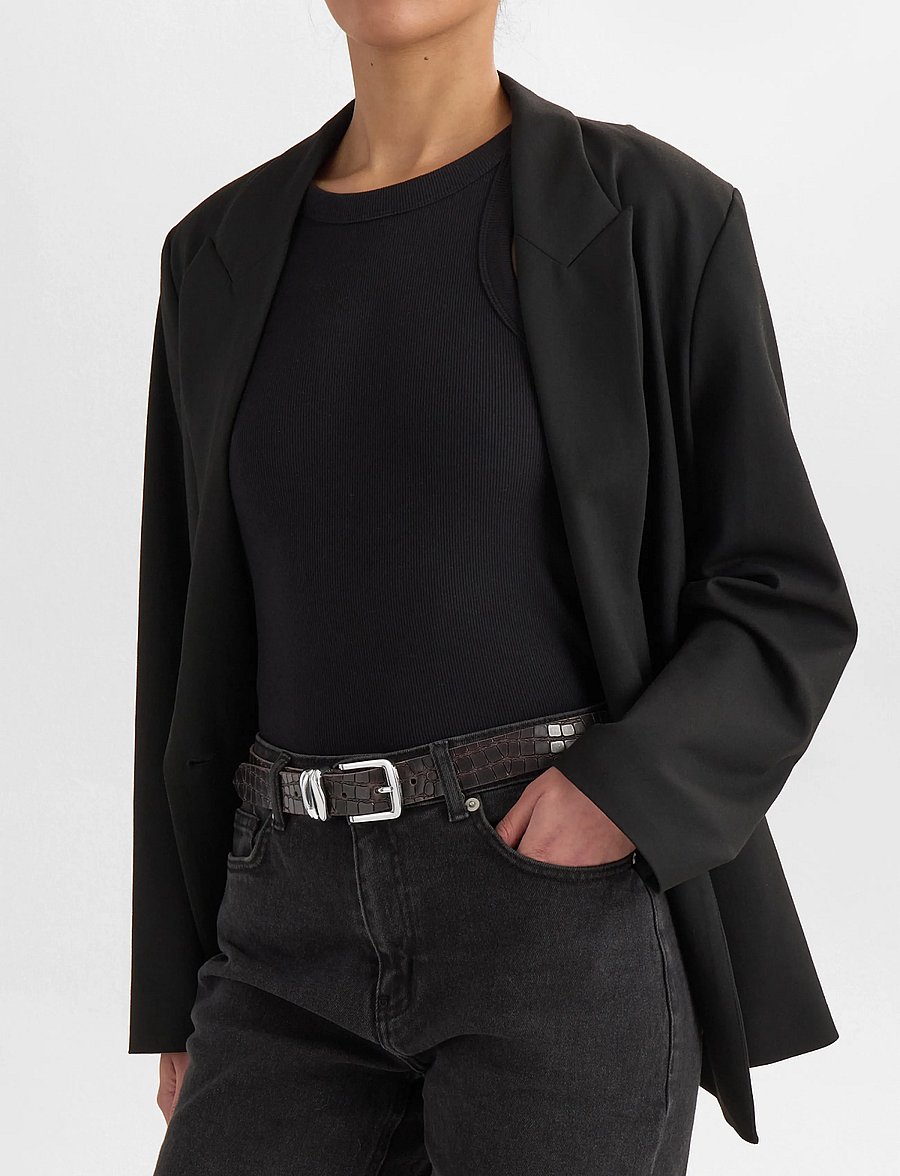Markberg - AdleyMBG Belt, Croco - nahkrihmad - dark brown - 0