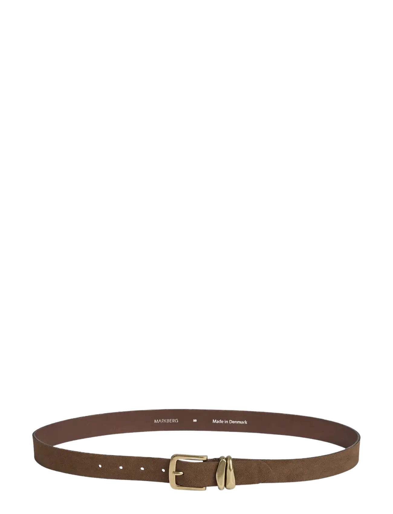 Markberg - AdleyMBG Belt, Suede - läderskärp - cognac w/br. gold - 2