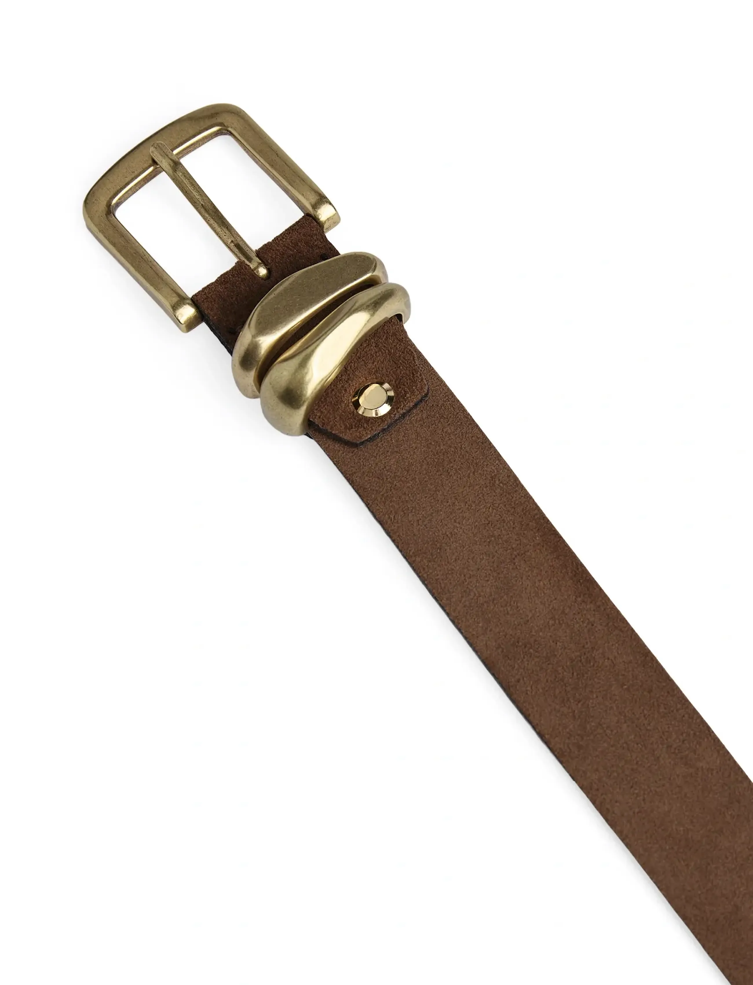 Markberg - AdleyMBG Belt, Suede - läderskärp - cognac w/br. gold - 3