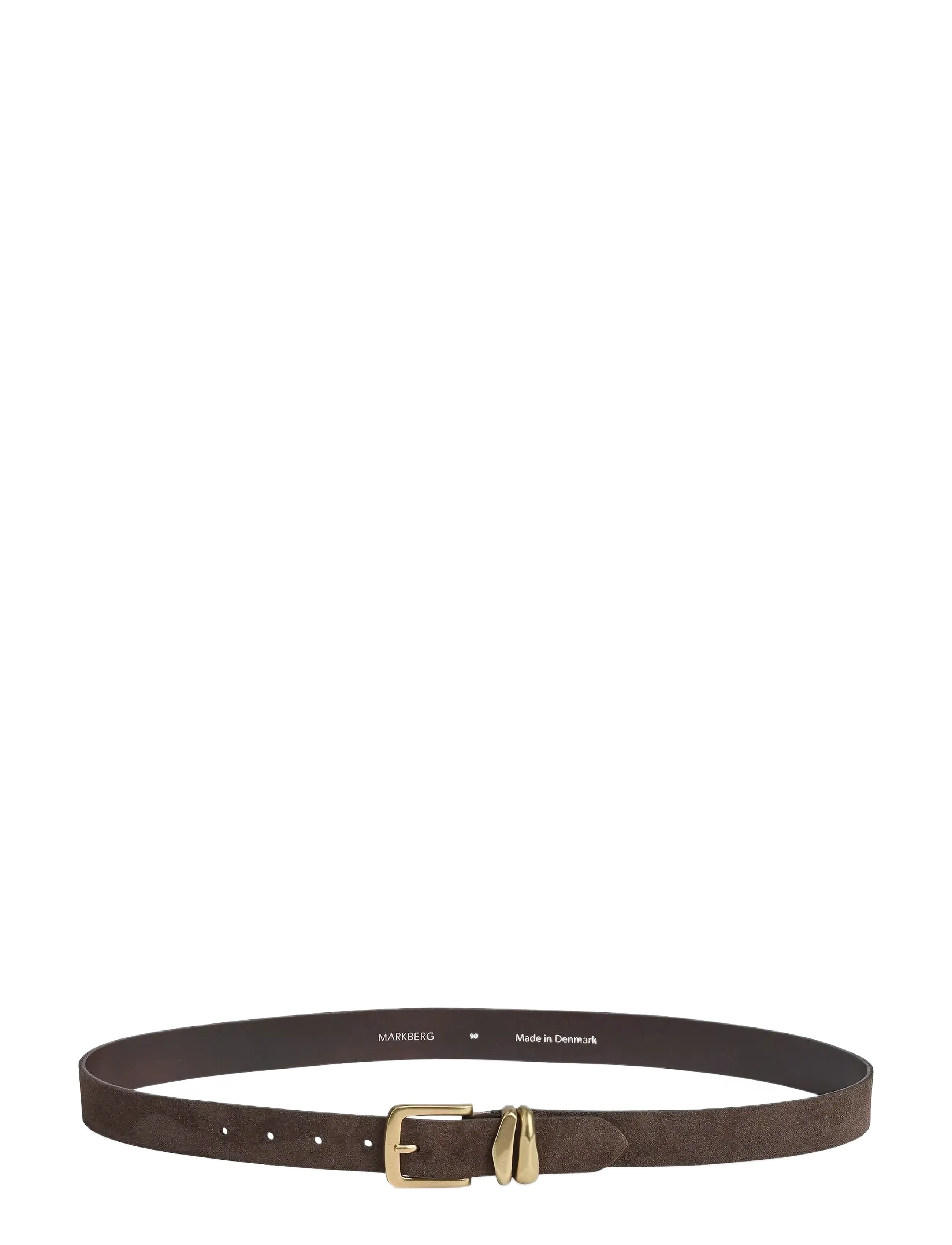 Markberg - AdleyMBG Belt, Suede - belts - dark brown w/br. gold - 1