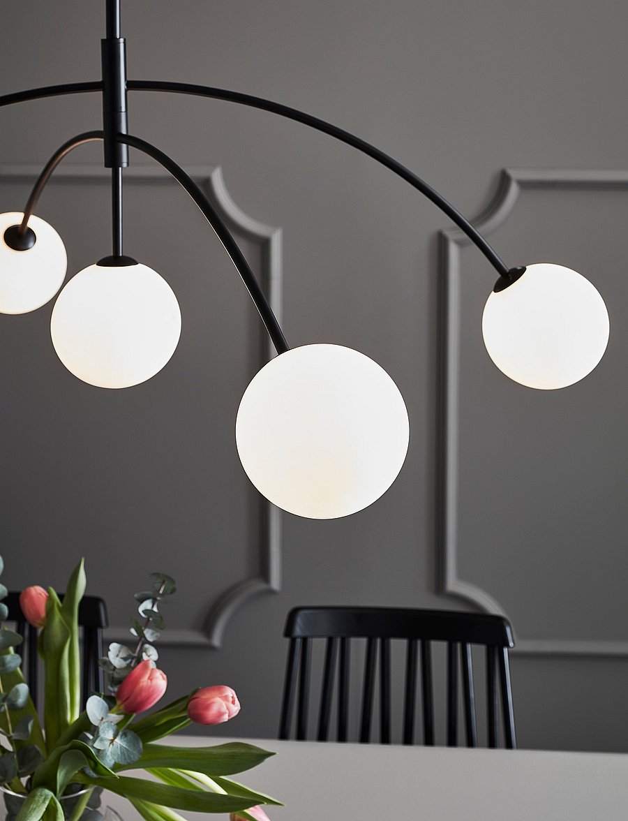 Markslöjd Lighting - HEAVEN Pendant 5L Black/Opal - rippvalgustid - black/opal - 4