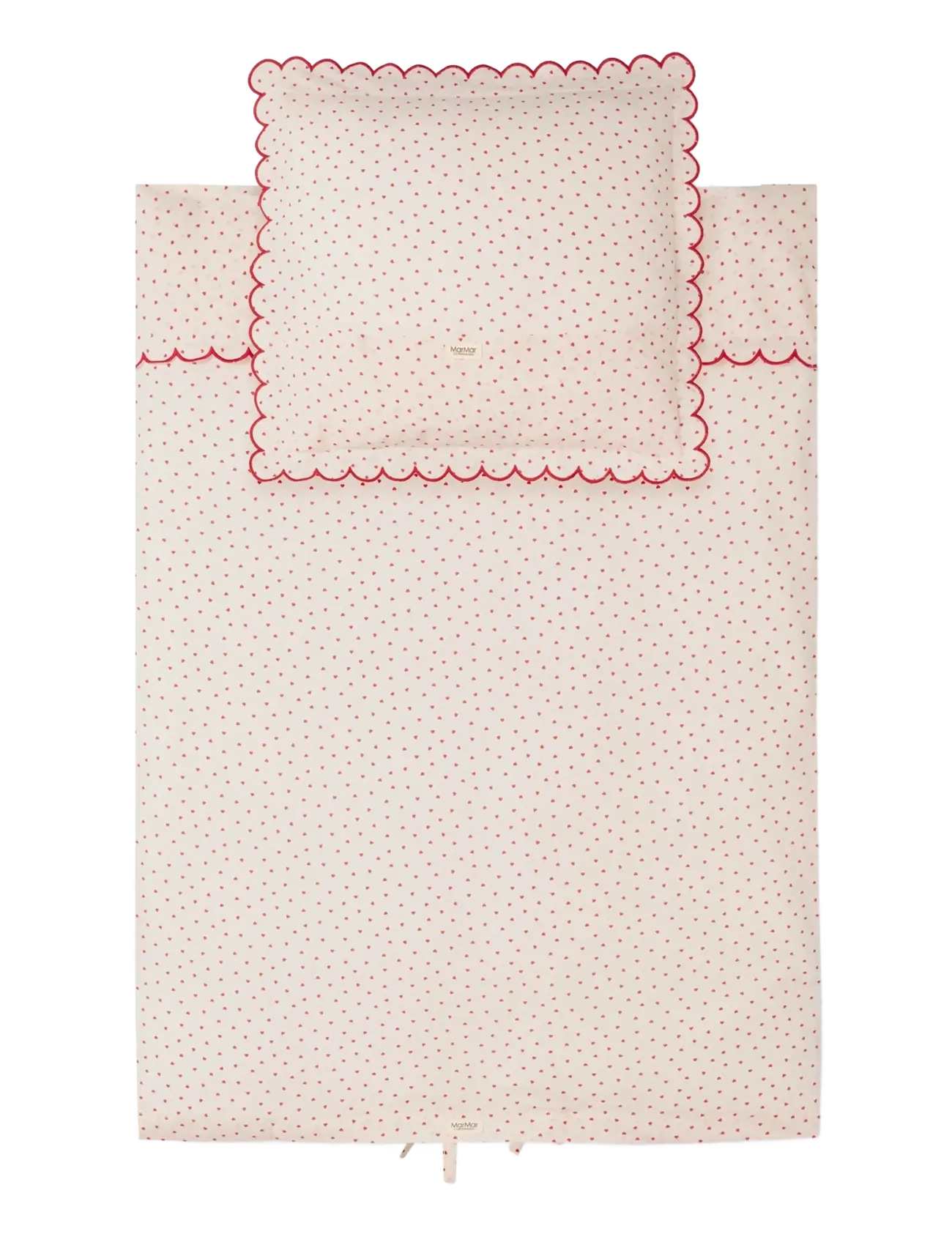 MarMar Copenhagen Bed Linen Scallop Junior - 4 for 3 - HAPPY HEARTS / cream