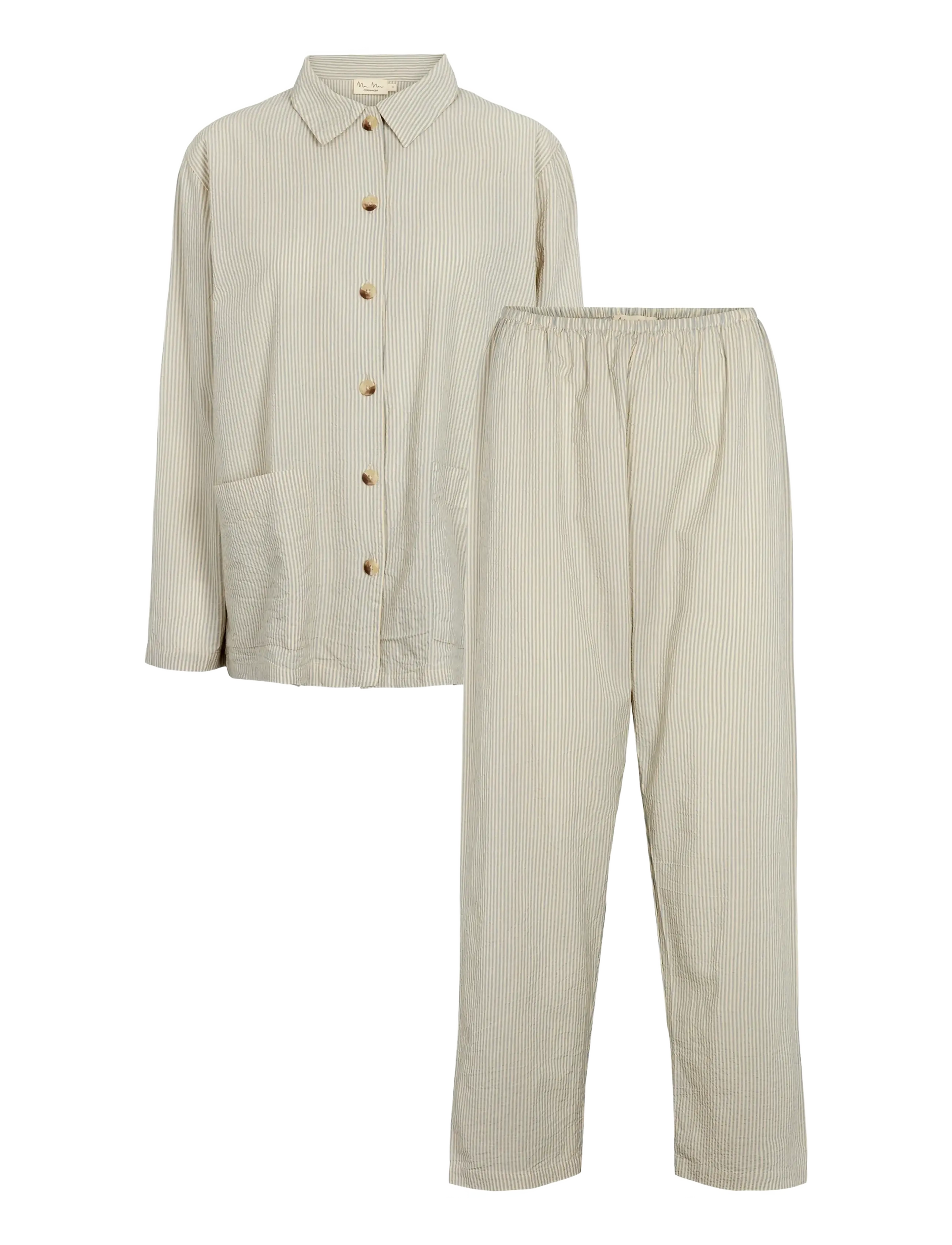 MarMar Copenhagen Pajama Set W - Pyjamas & loungewear - BLUE STONE STRIPE / beige