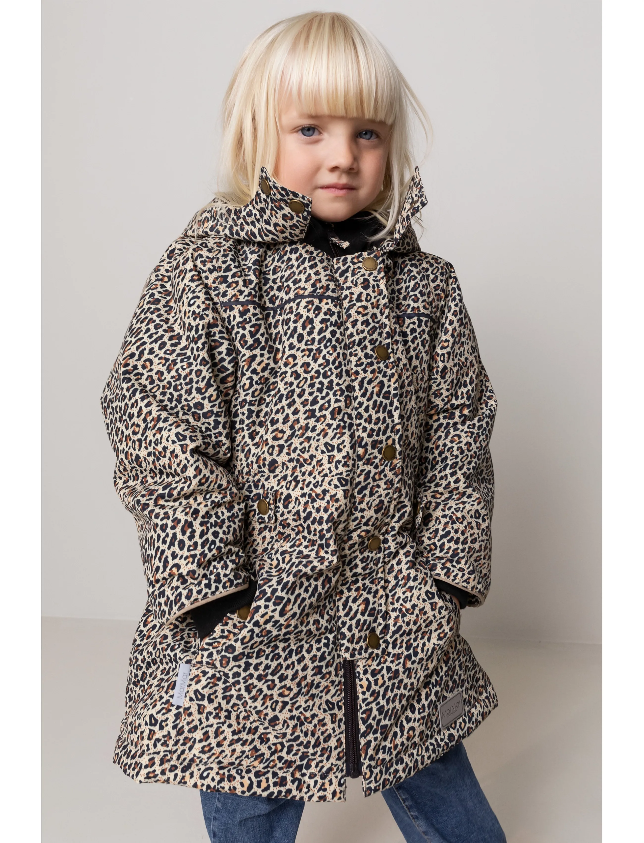 MarMar Copenhagen Olga Jacket, Kinder, Leopardenmuster Kapuzenparka, Braun, Gr.4Y/104