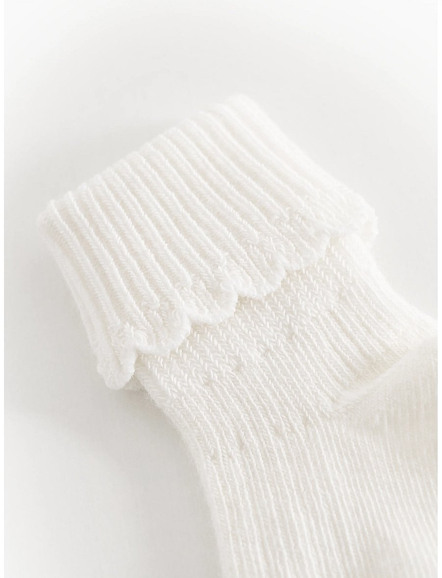 MarMar Copenhagen - Newborn Socks Scallop 2-pack - beebisokid - gentle white - 5