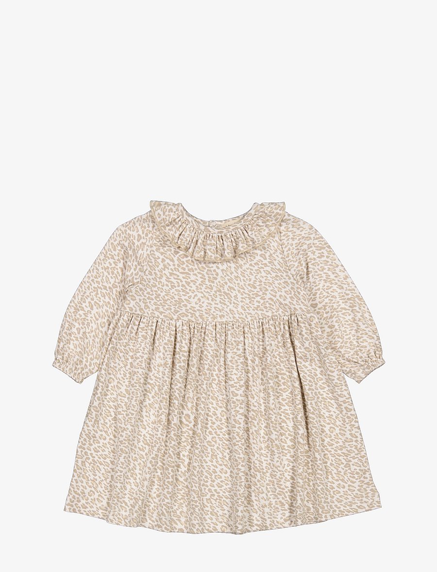 MarMar Copenhagen - Diora Frill - vauvojen pitkähihaiset mekot - beige leo - 2