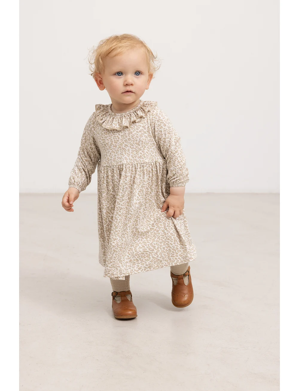MarMar Copenhagen - Diora Frill - langærmede babykjoler - beige leo - 0