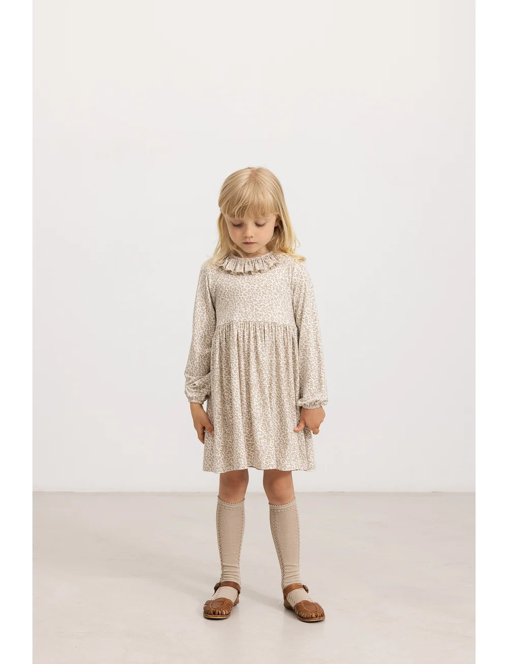MarMar Copenhagen - Diora Frill - langærmede babykjoler - beige leo - 3