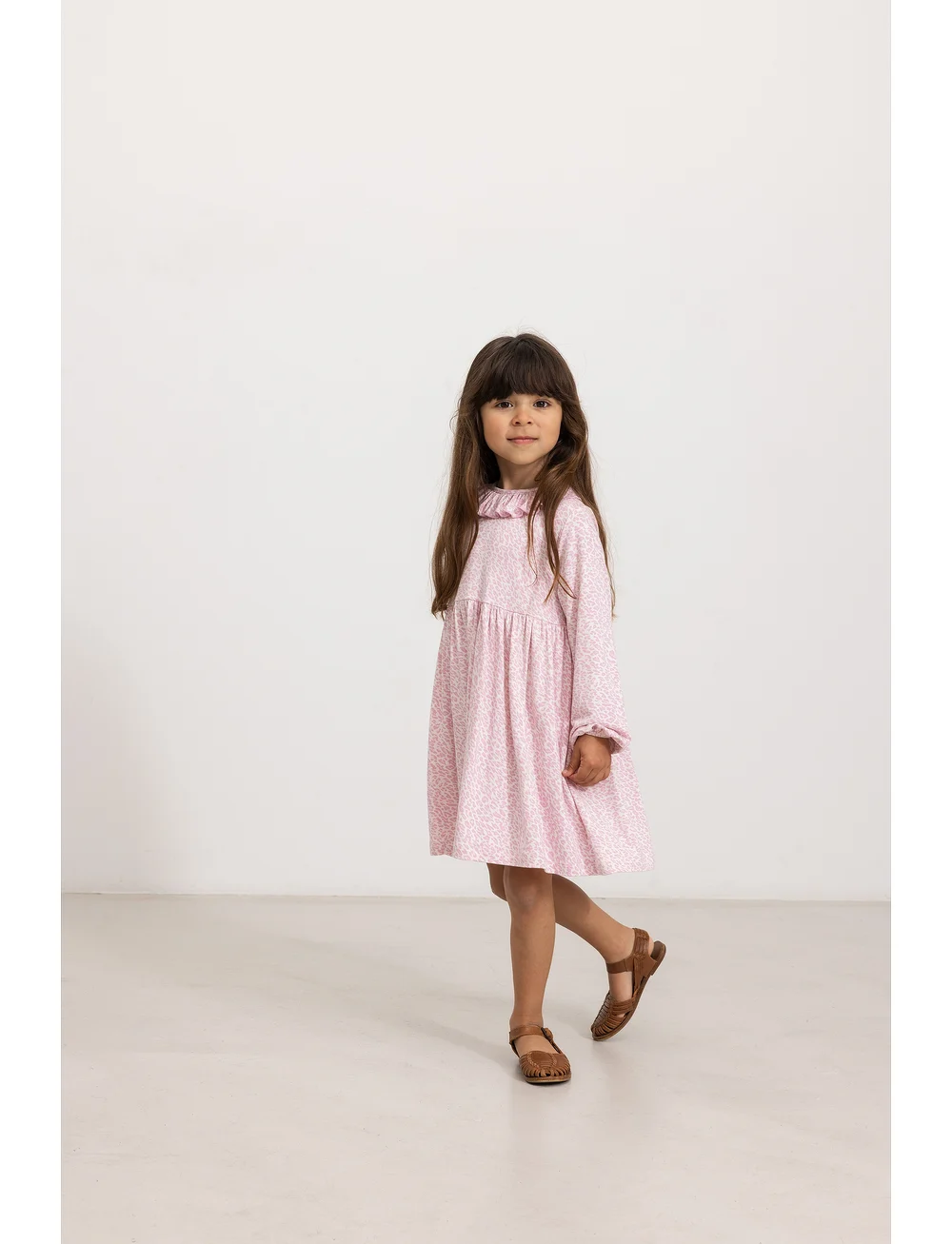 MarMar Copenhagen - Diora Frill - långärmade babyklänningar - pink leo - 3