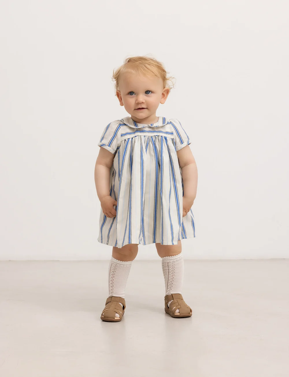 MarMar Copenhagen - Dulla - kortärmade babyklänningar - chambray stripe - 0