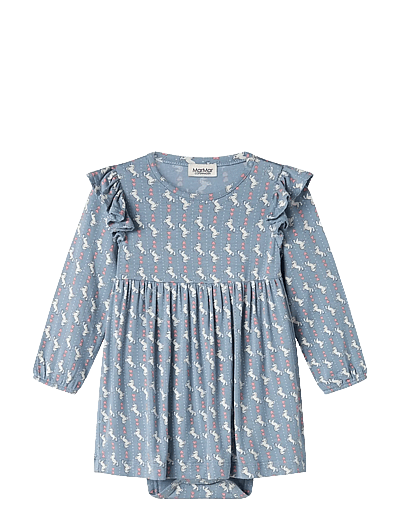 MarMar Copenhagen Ramona Frill LS - Långärmade babyklänningar - UNICORN DREAM / blue