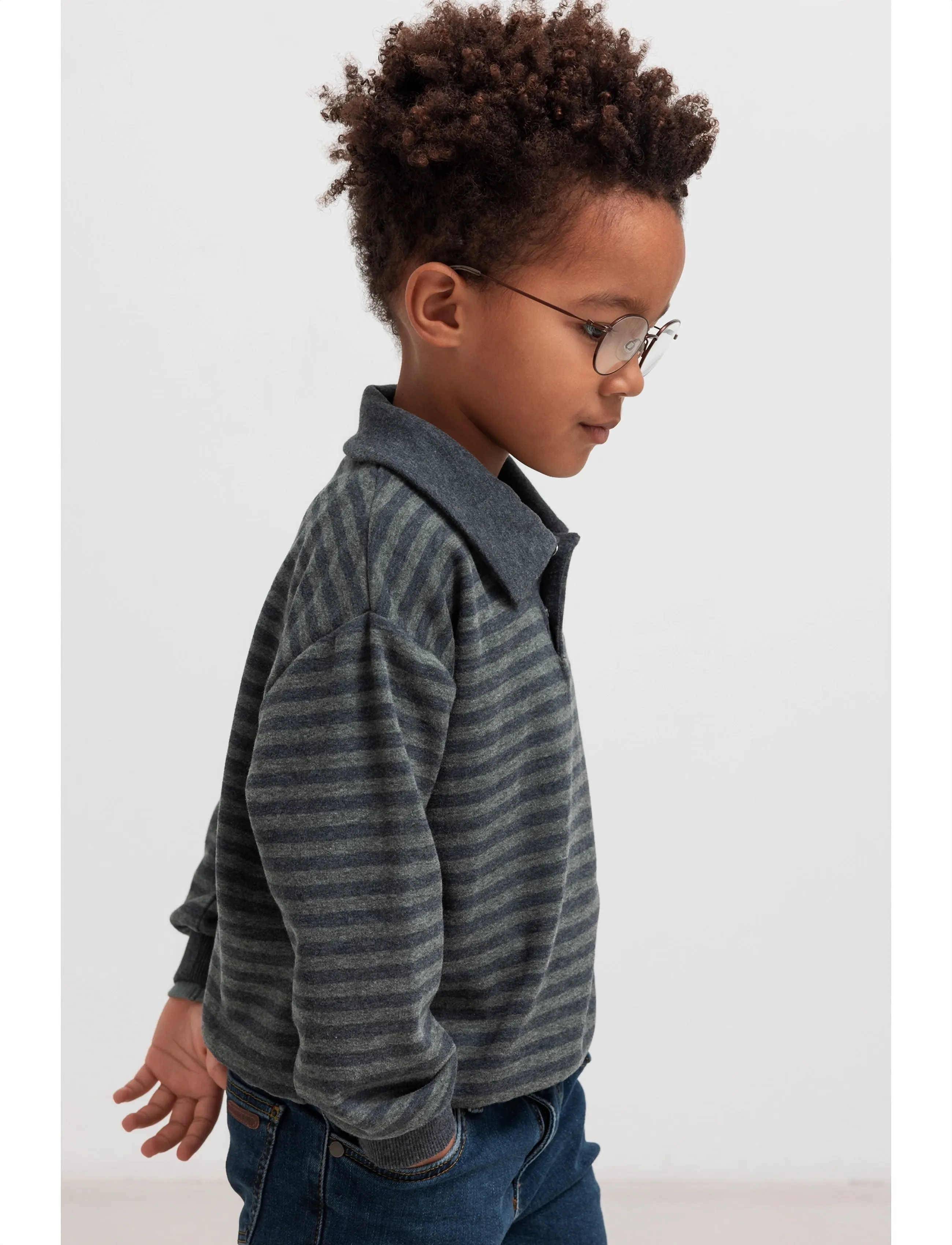 MarMar Copenhagen Thanos Polo - Pikkade varrukatega polod - FOREST STRIPE MEL. / grey