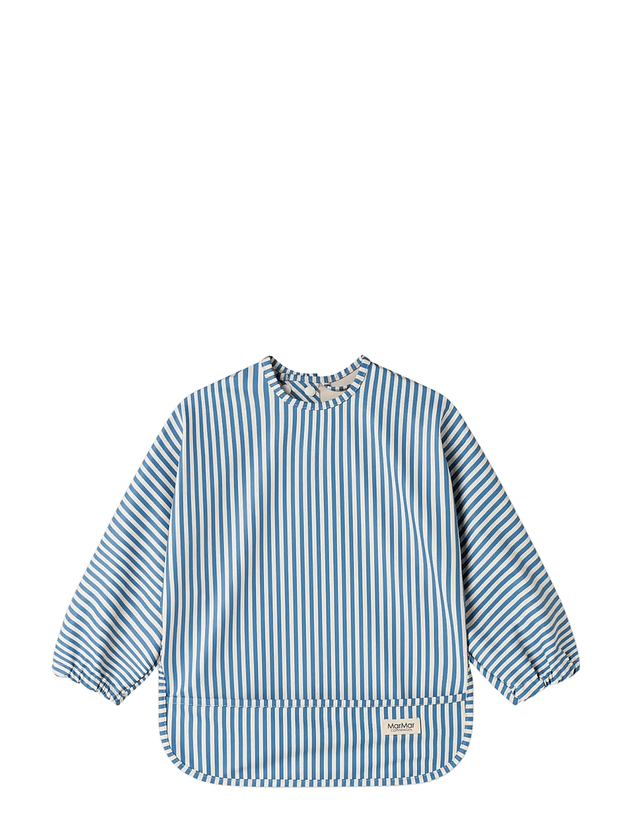 MarMar Copenhagen - Apron LS - pitkähihainen ruokalappu - blue stripe - 0