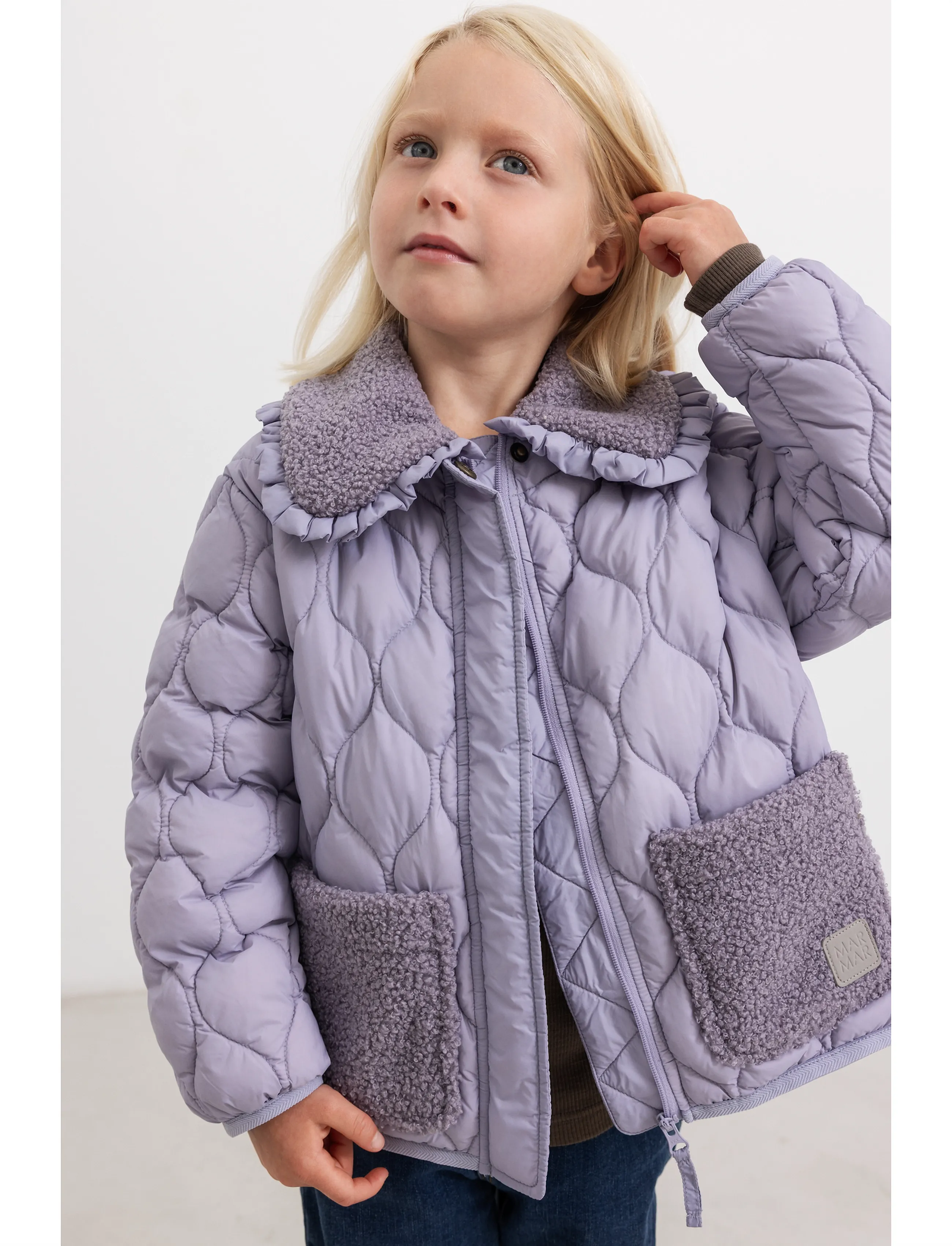 MarMar Copenhagen Orleans Jacket, Børn, Børne Quiltet Jakke med Teddykrave, Lila, Str: 110