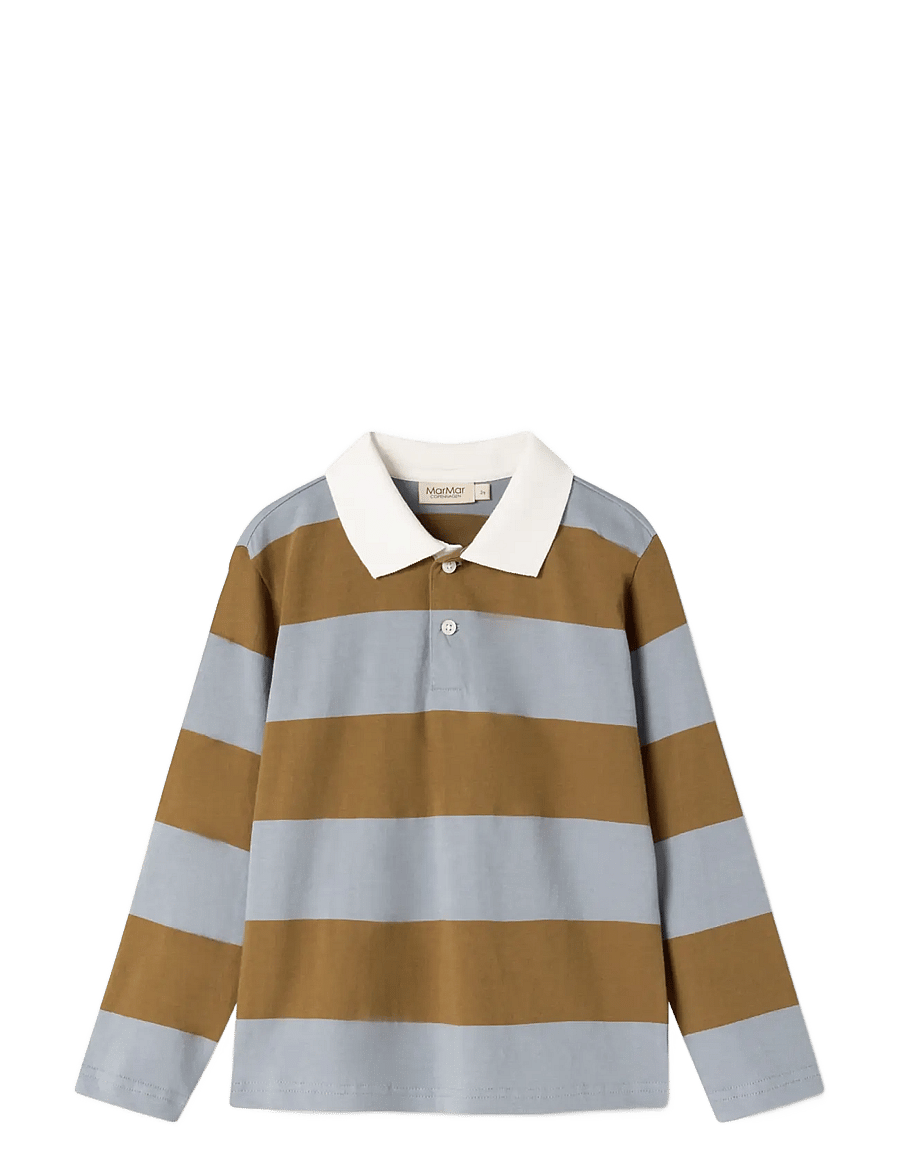 MarMar Copenhagen - Tad Polo LS - langärmelig poloshirt - monsoon blue stripe - 1
