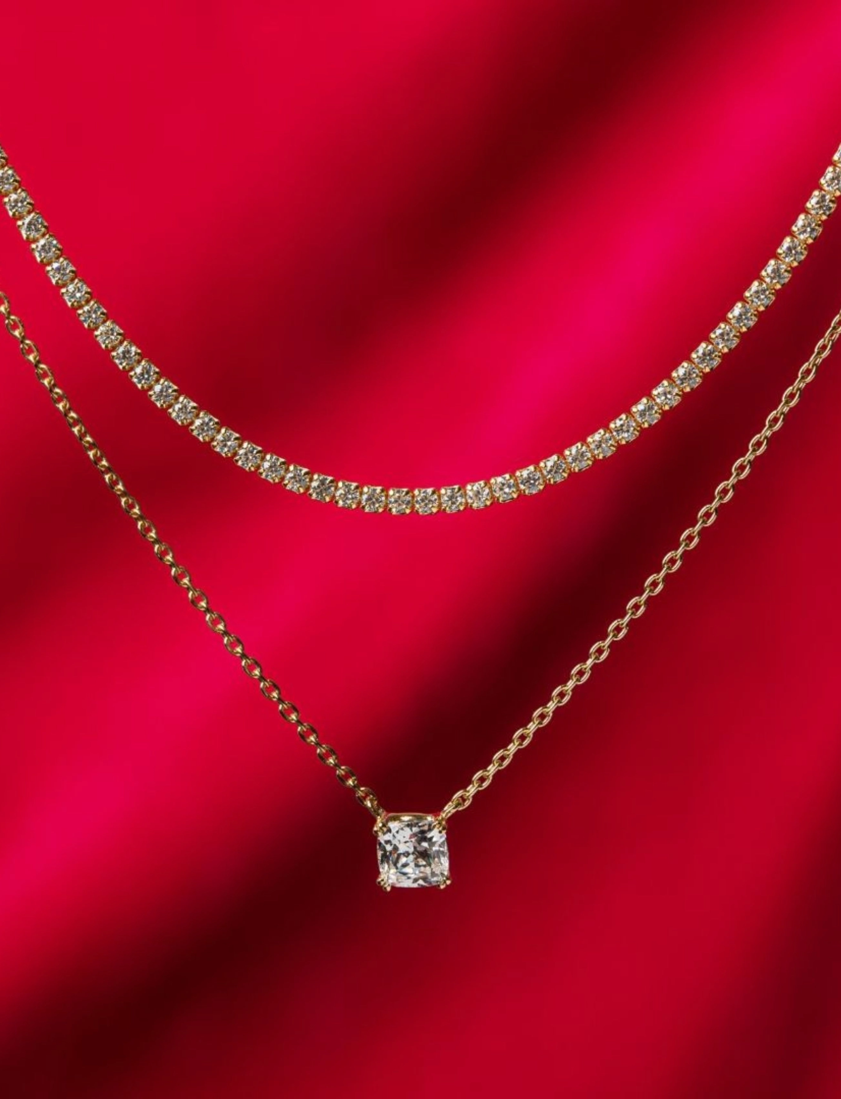 Marmara Sterling Goldplated Tennis Necklace, One Size 38 cm, Necklaces, Gold - Chain Frauen