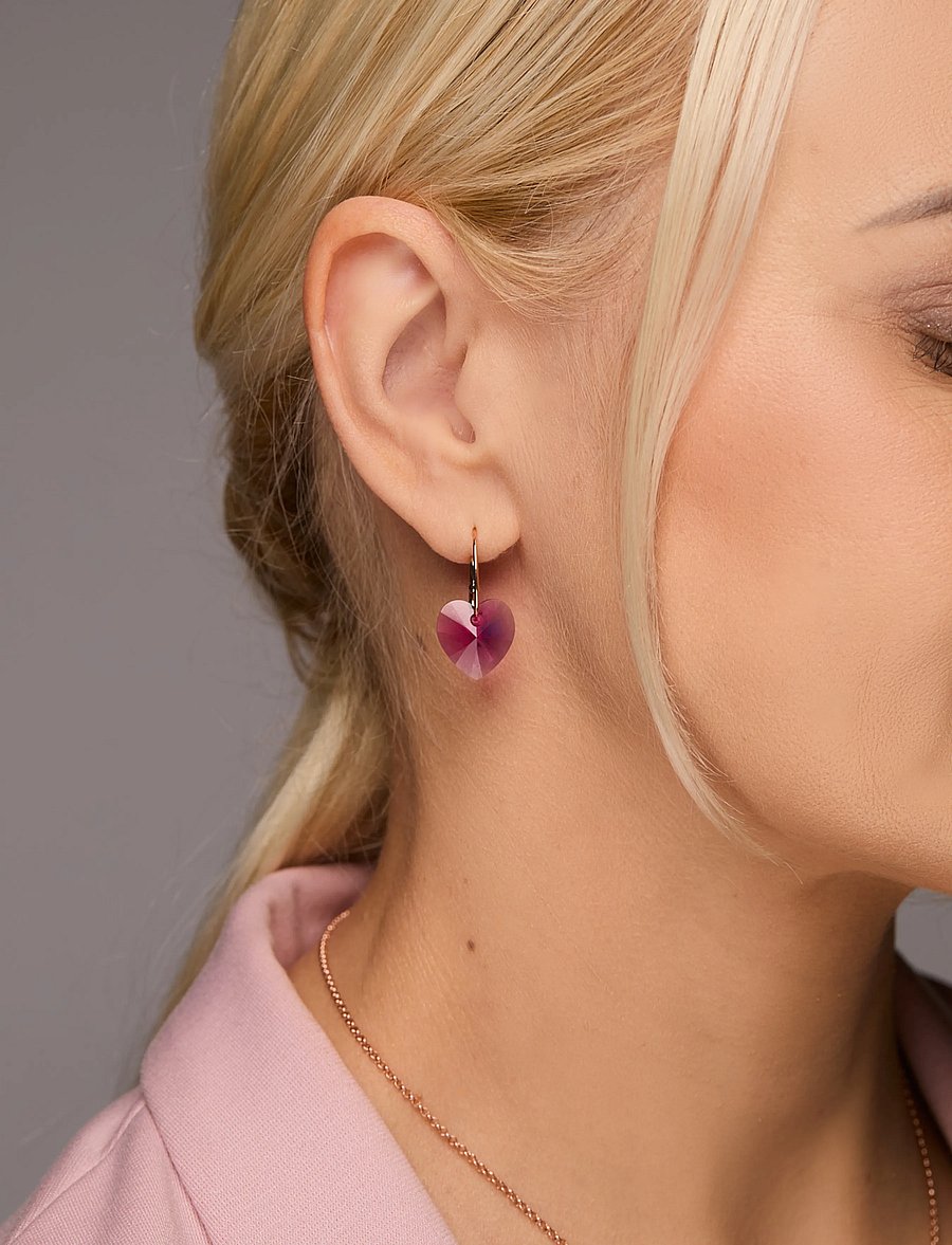 Marmara Sterling - 925 Silver earrings Fucshia, rose gold - fuchsia - 0
