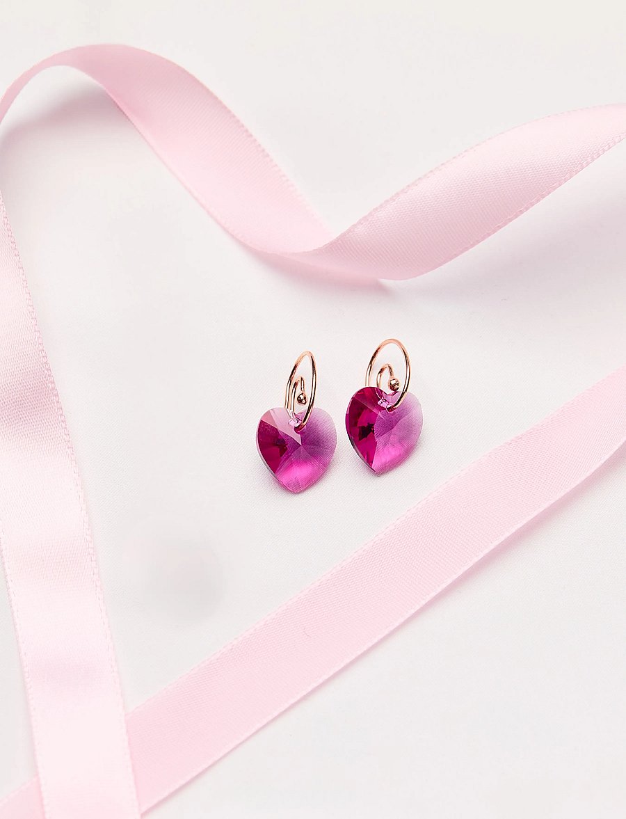 Marmara Sterling - 925 Silver earrings Fucshia, rose gold - fuchsia - 2