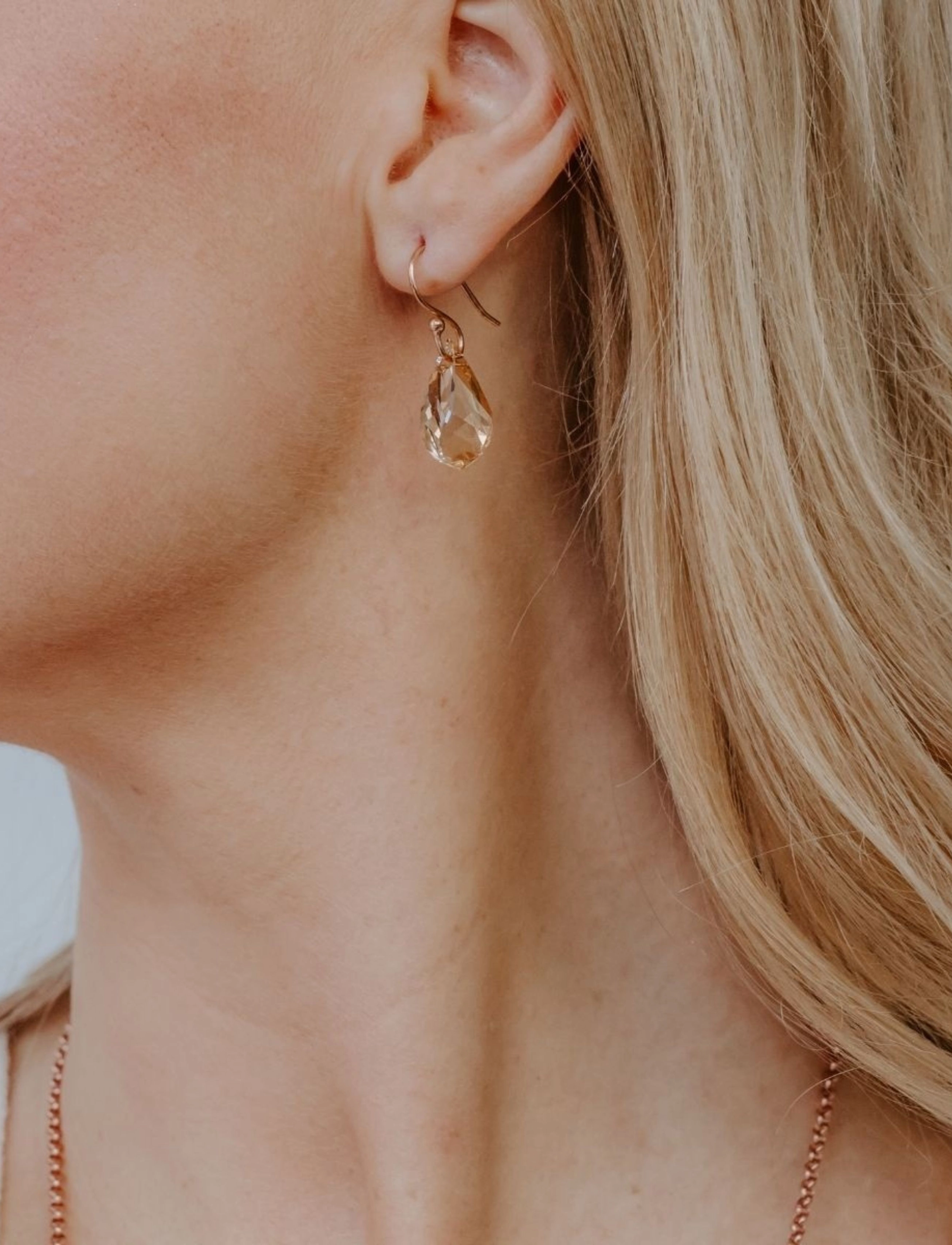 Marmara Sterling Goldplated Earrings, Kvinder, Facetterede Dråbeøreringe, Gul, Str: ONE SIZE