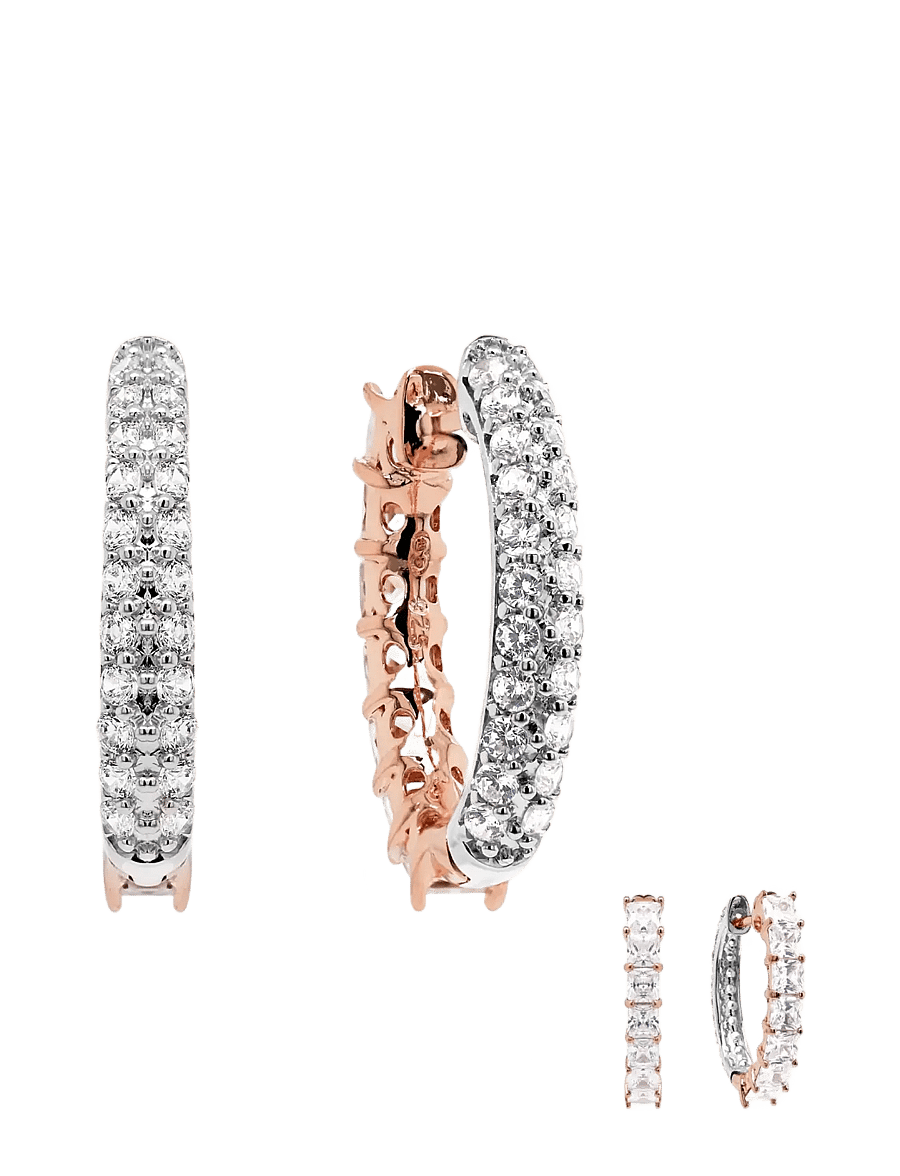Marmara Sterling - 925 Silver Base Rings, Goldplated - hoops - rose golddplated - 0