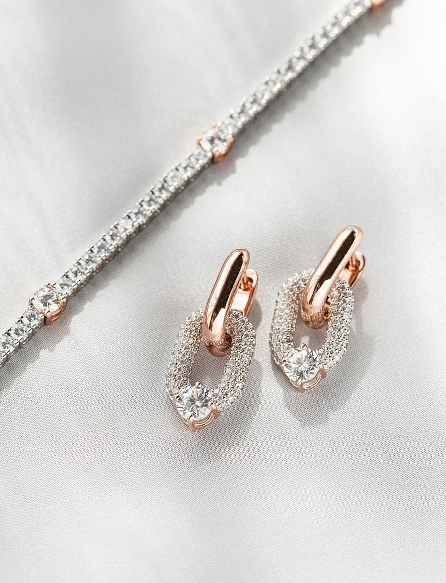 Marmara Sterling - Goldplated Link earrings - ohrhänger - white - 2