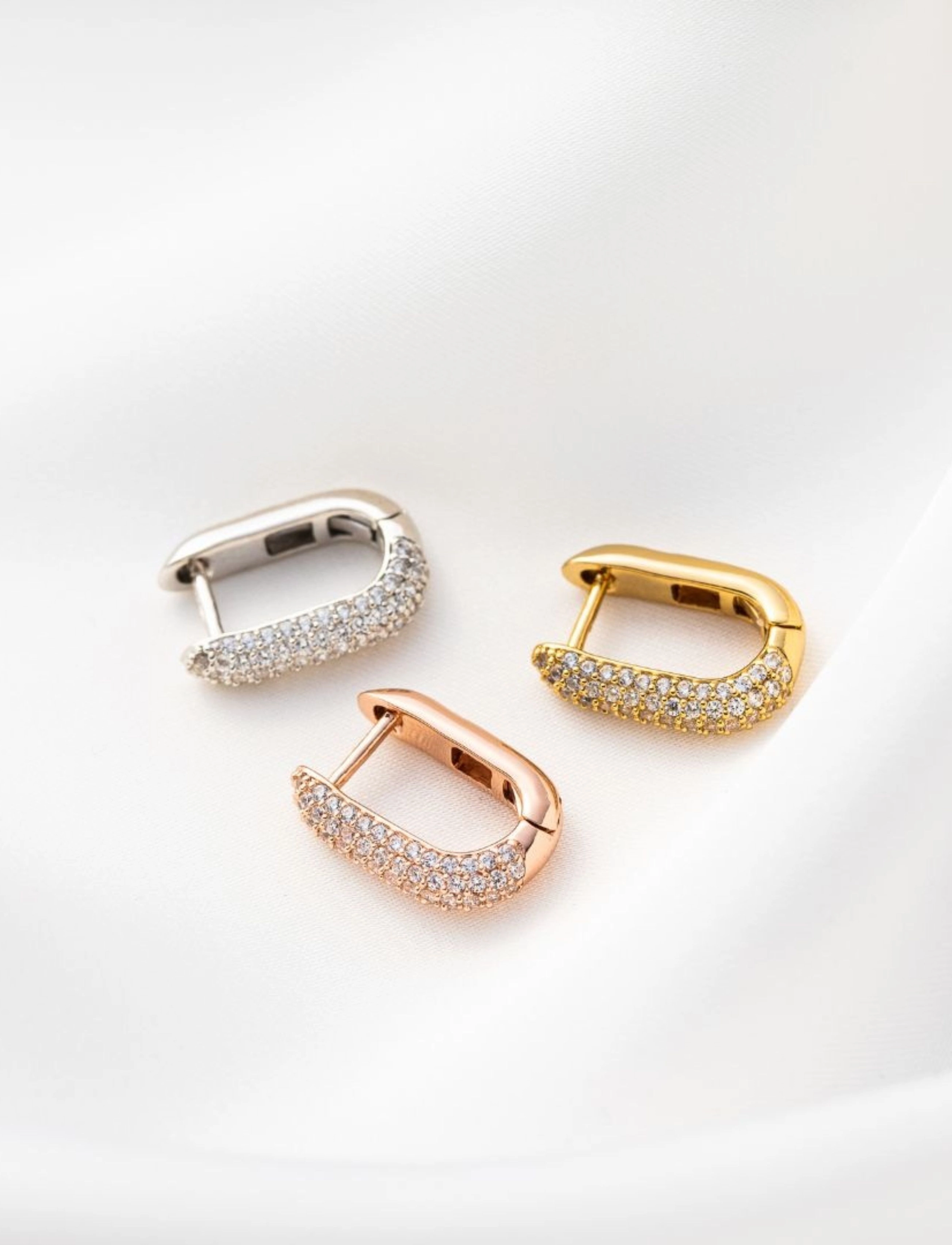 Marmara Sterling Goldplated Link Earrings, One Size, Gold - Hoops, Frauen