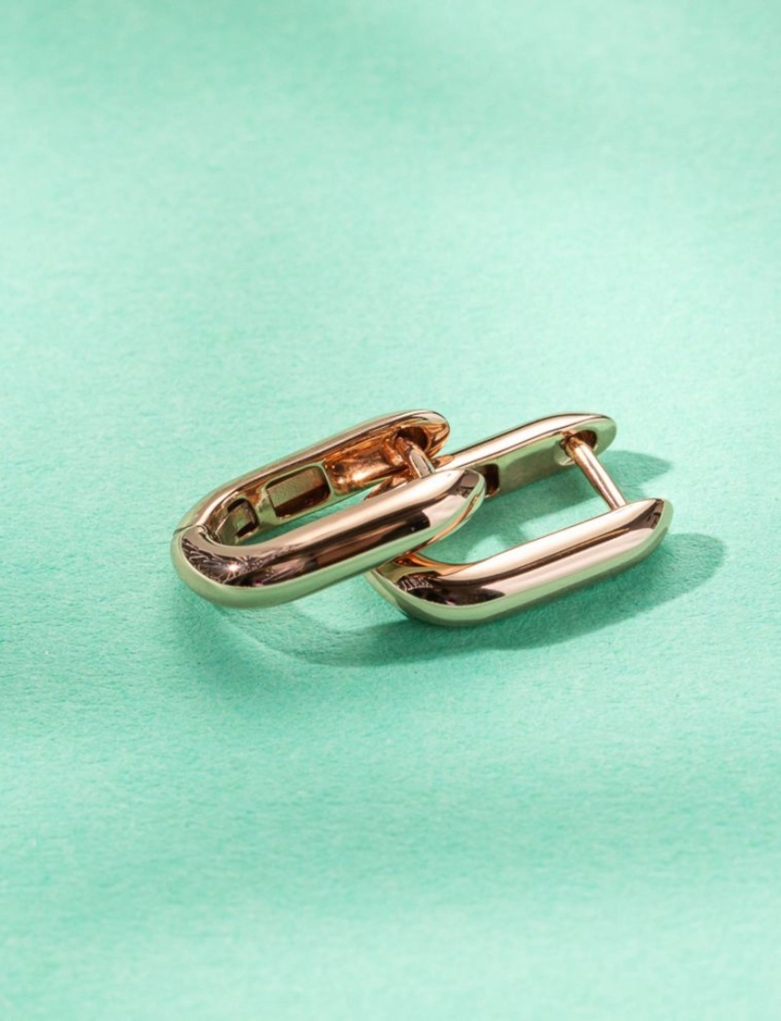 Marmara Sterling Goldplated Link Earrings, One Size, Rosa - Hoops, Frauen