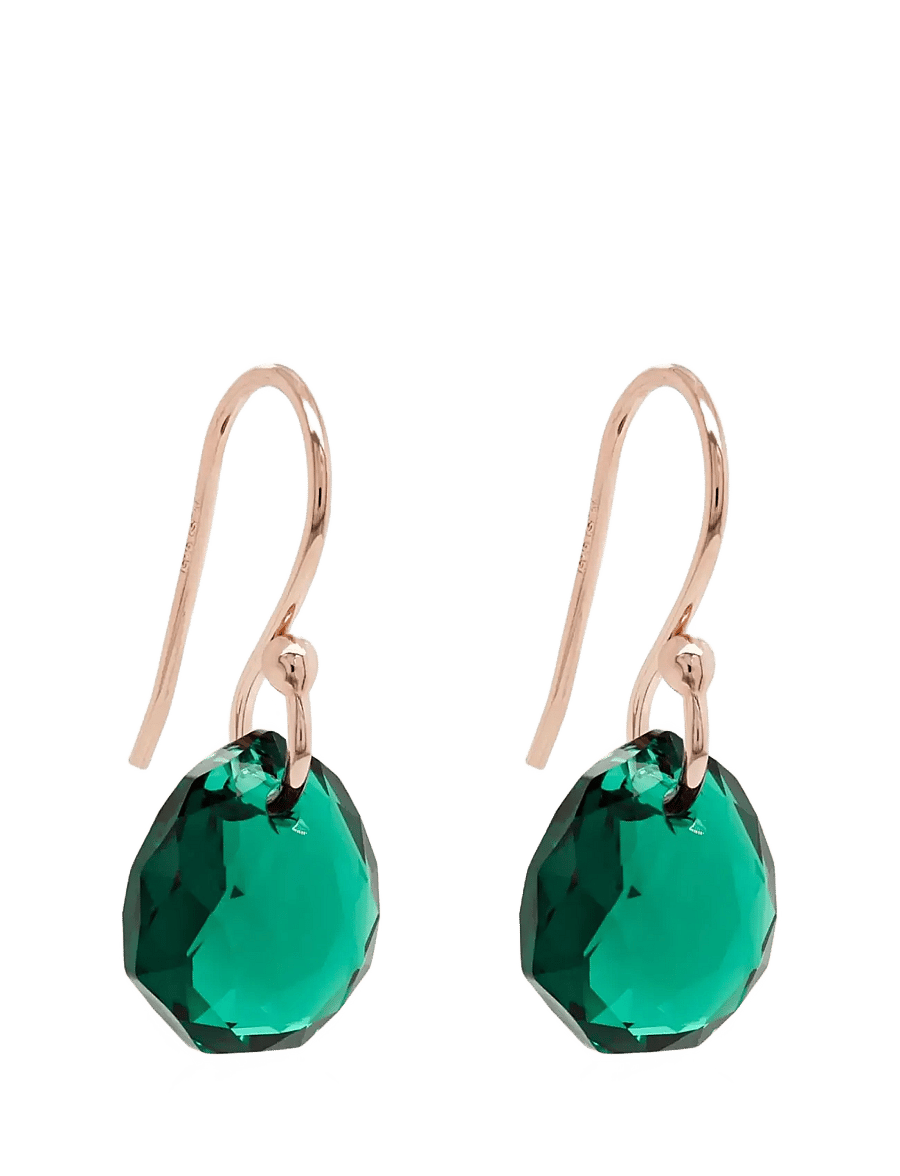 Marmara Sterling - 925 Silver Majestic earrings Emerald, rose gold - emerald - 0