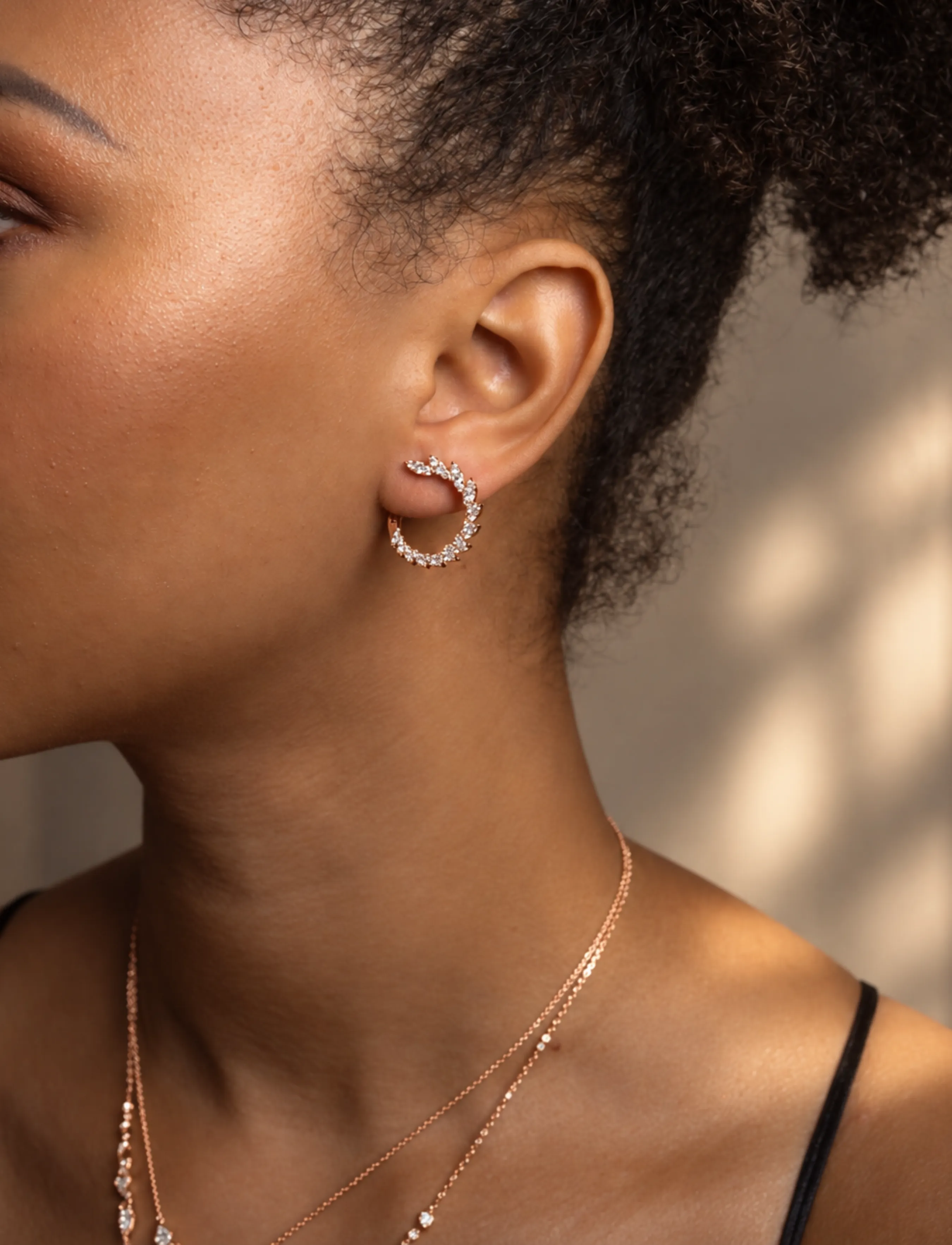 925 Silver Earrings, Rose Gold