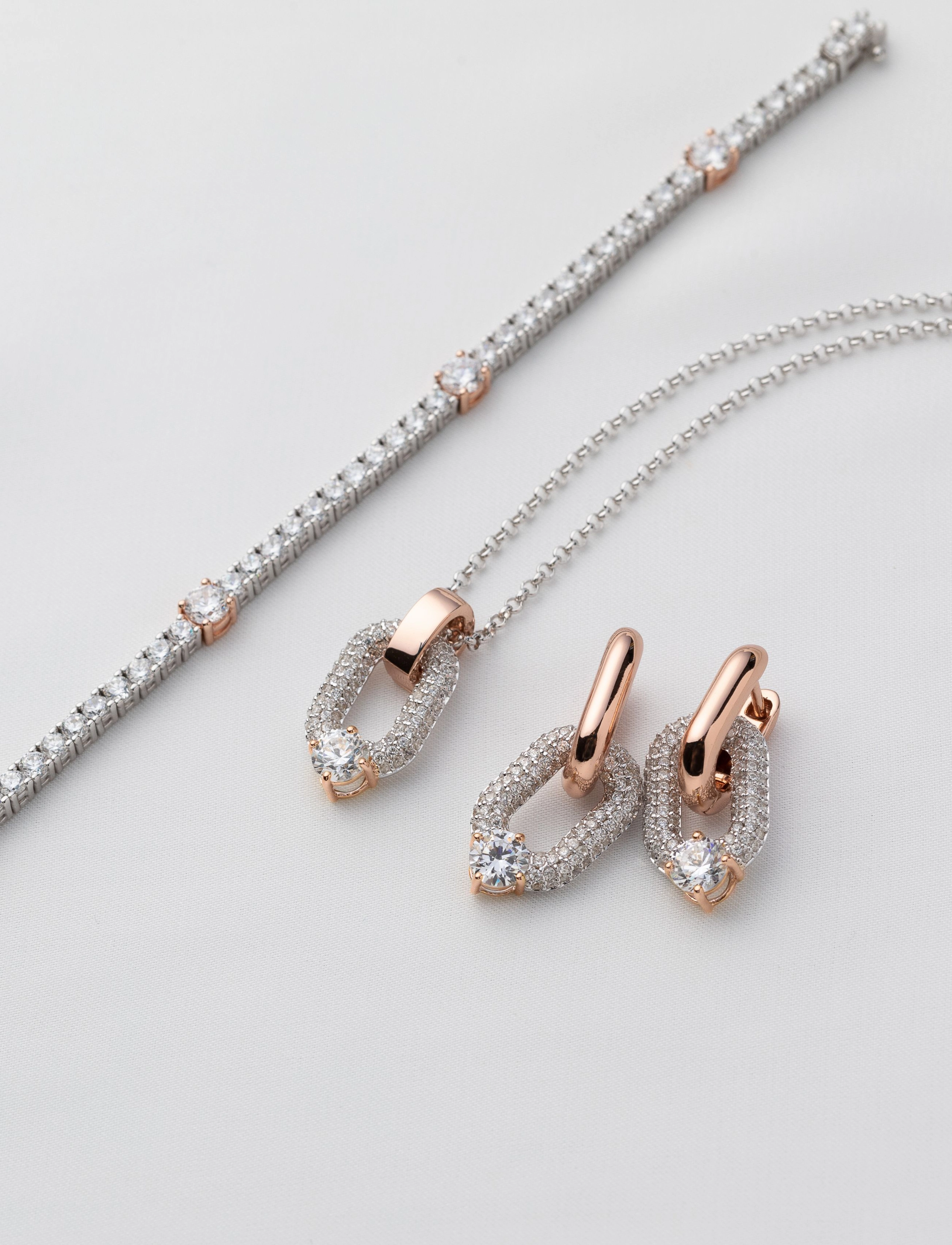 Marmara Sterling Silber Link Necklace, Damen, Diamant Glieder Halskette, Silber, Gr.ONE SIZE 50 cm