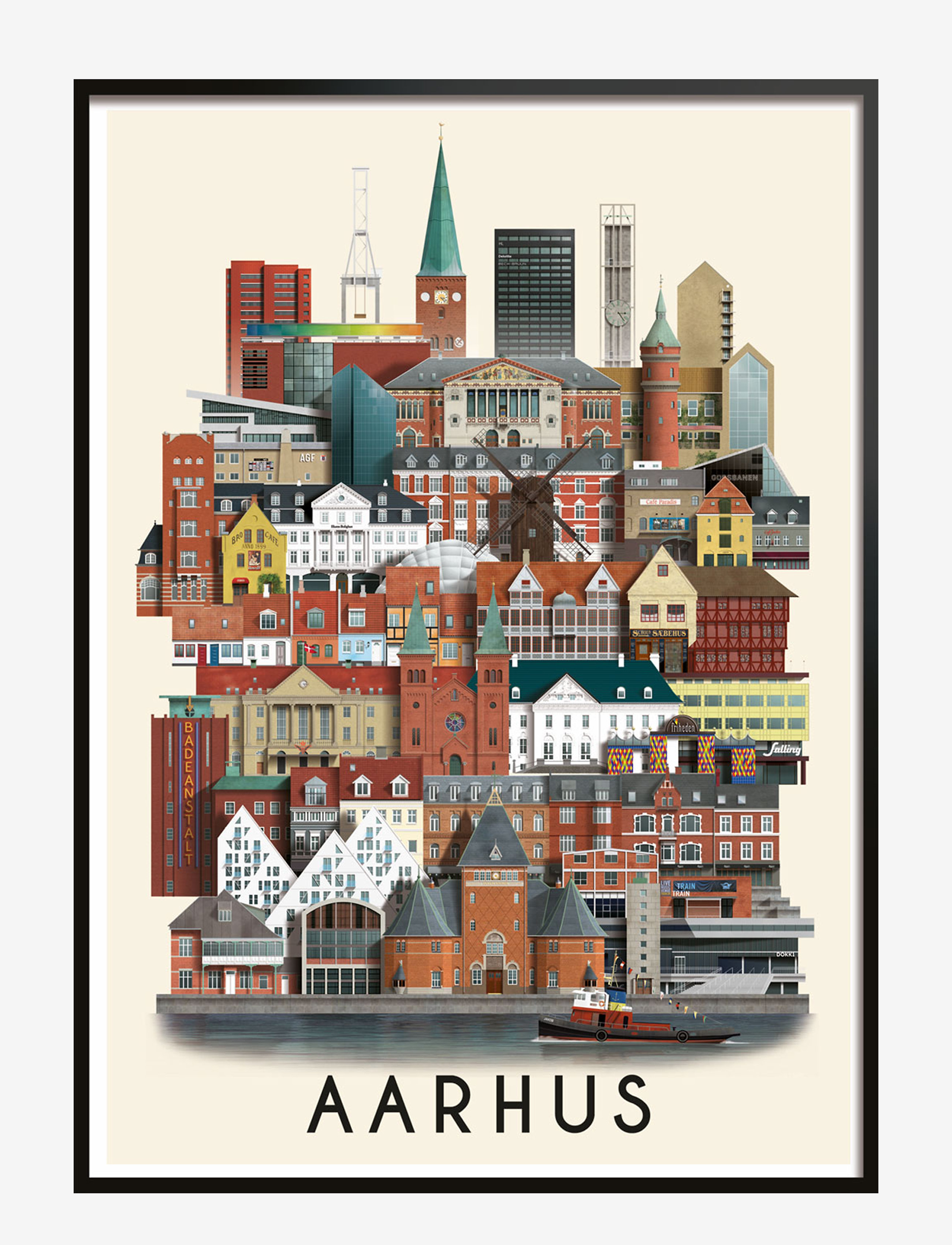 Martin Schwartz Aarhus Small Poster, Cities & Maps, Multi/mønstret, Str: A3