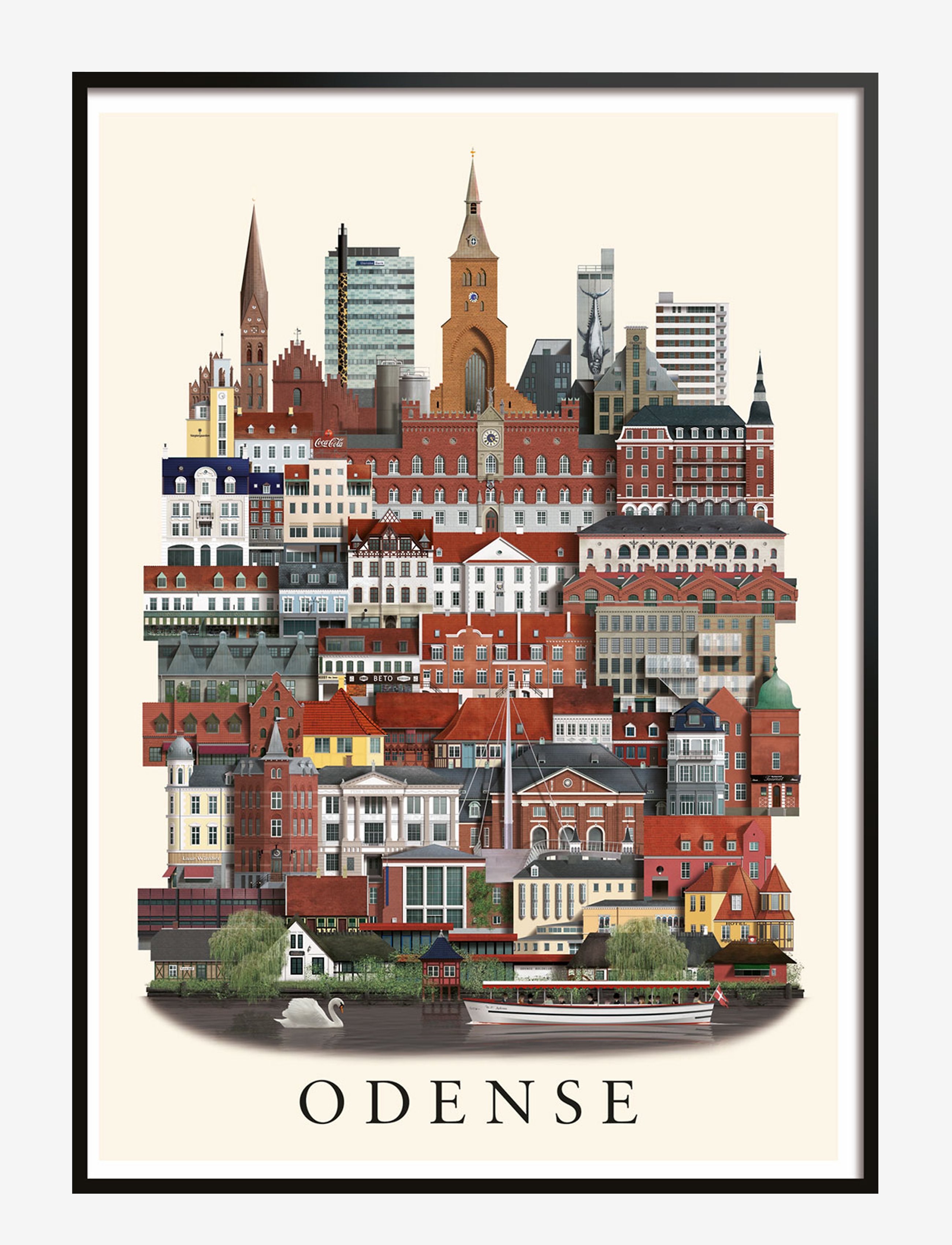Martin Schwartz Odense Small Poster, A3, Posters, Mehrfarbig/gemustert - Cities & Maps, Homeware