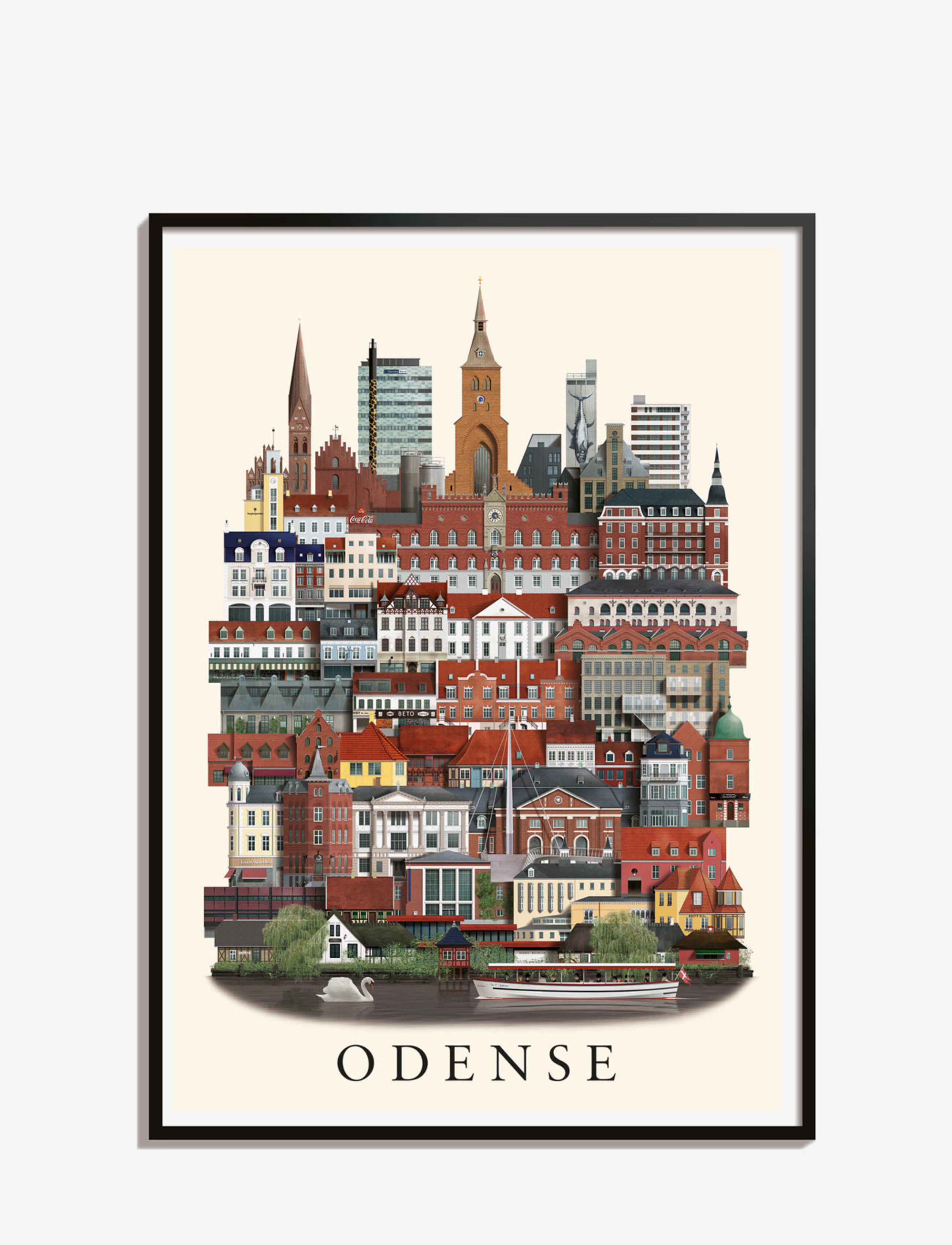 Martin Schwartz Odense Standard Poster, 50X70 cm, Posters, Mehrfarbig/gemustert - Cities & Maps, Homeware