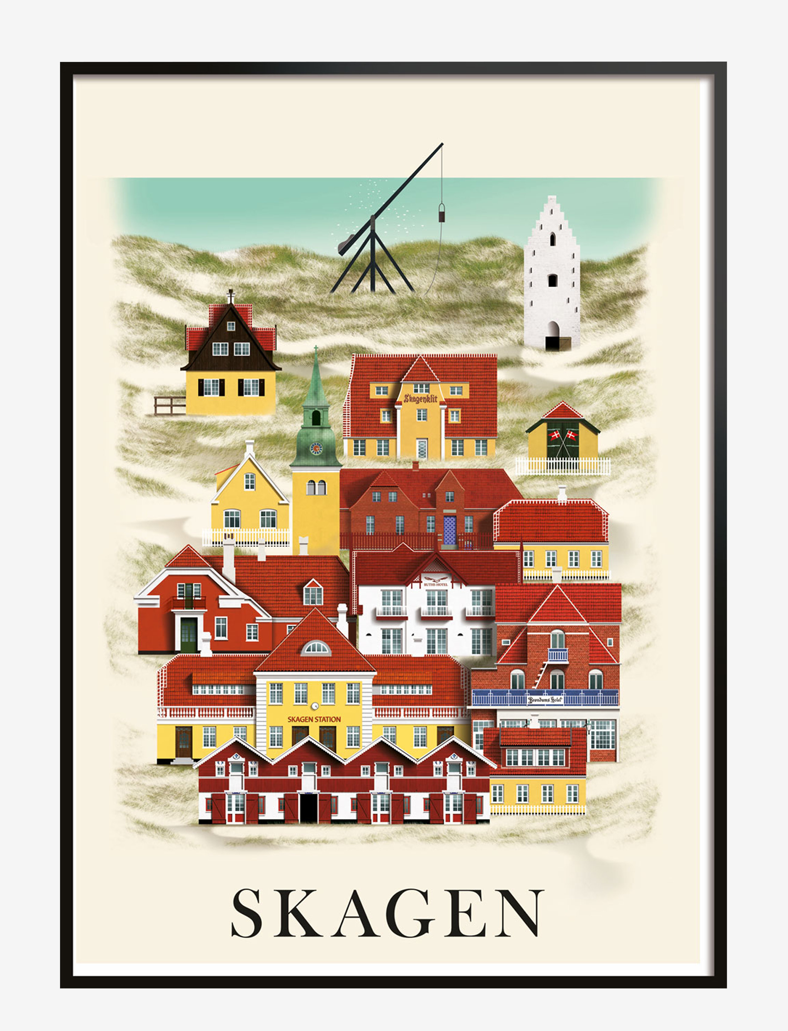 Martin Schwartz Skagen Small Poster, A3, Posters, Mehrfarbig/gemustert - Cities & Maps, Homeware