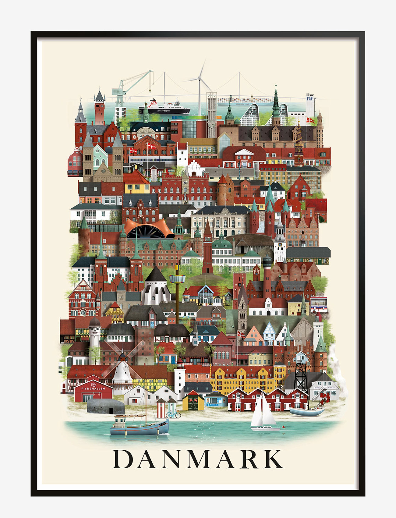 Martin Schwartz - Danmark small poster - byer & kort - multi color - 0