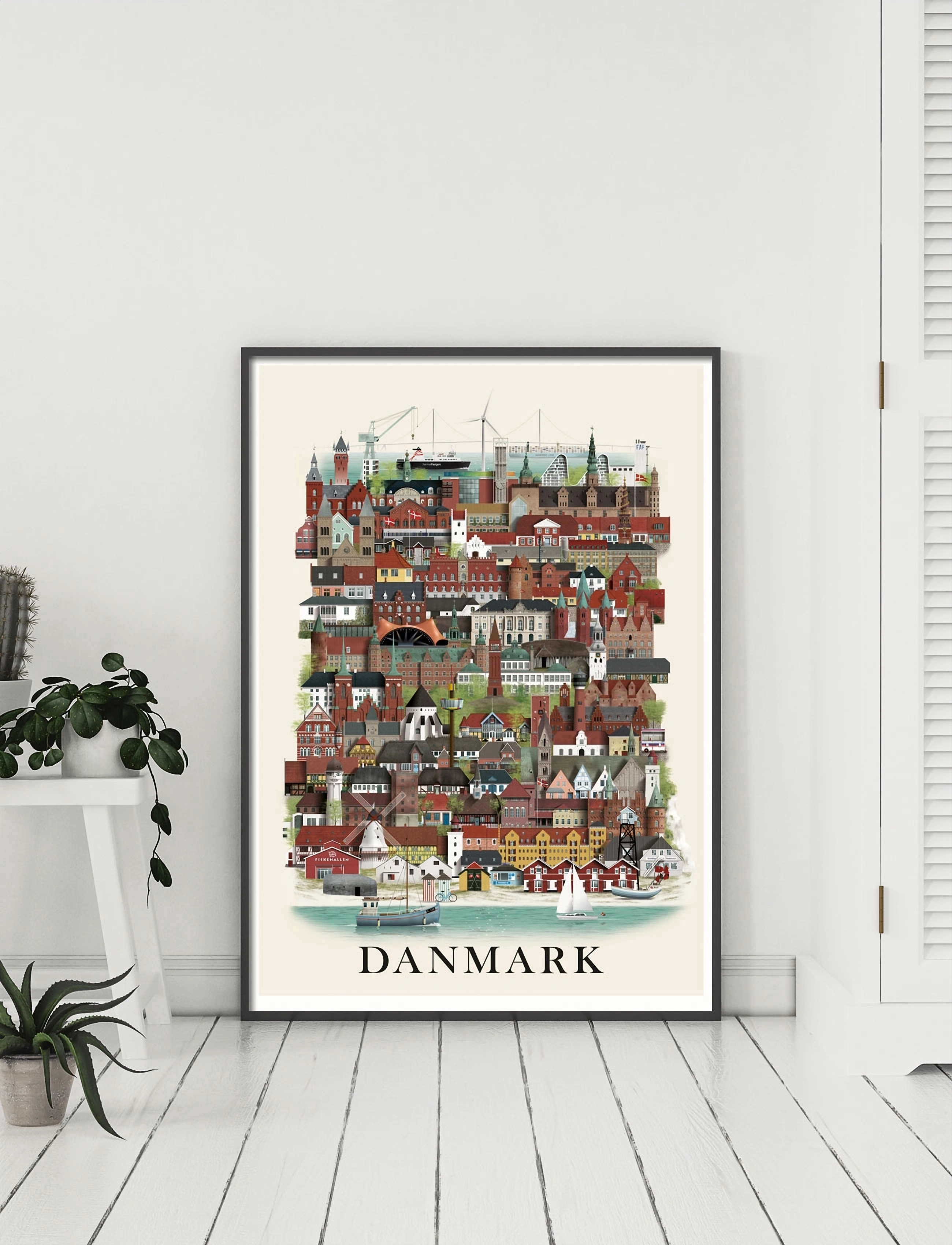 Martin Schwartz Danmark Small Poster, A3, Posters, Mehrfarbig/gemustert - Cities & Maps, Homeware