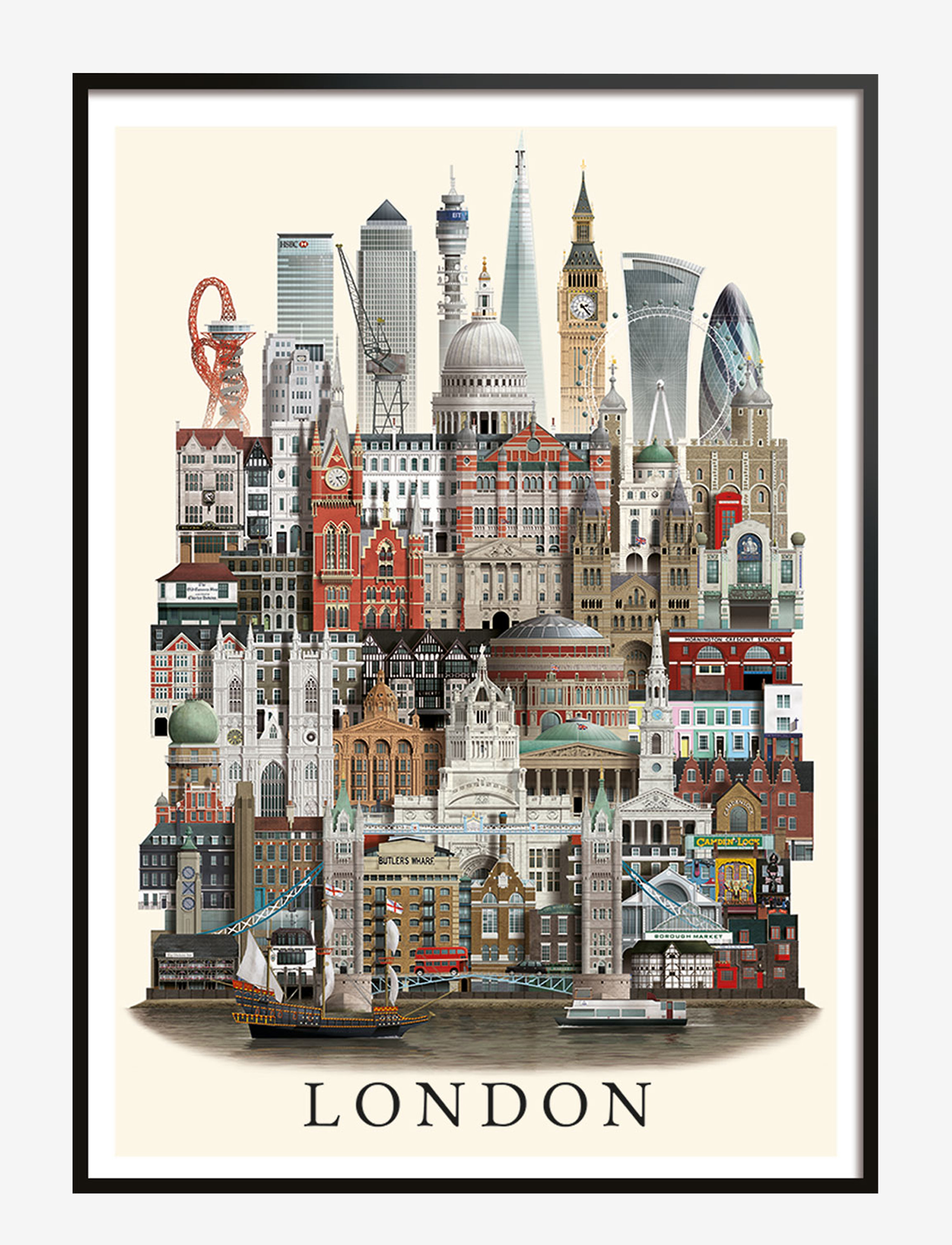Martin Schwartz London Small Poster, Cities & Maps, Multi/mønstret, Str: A3