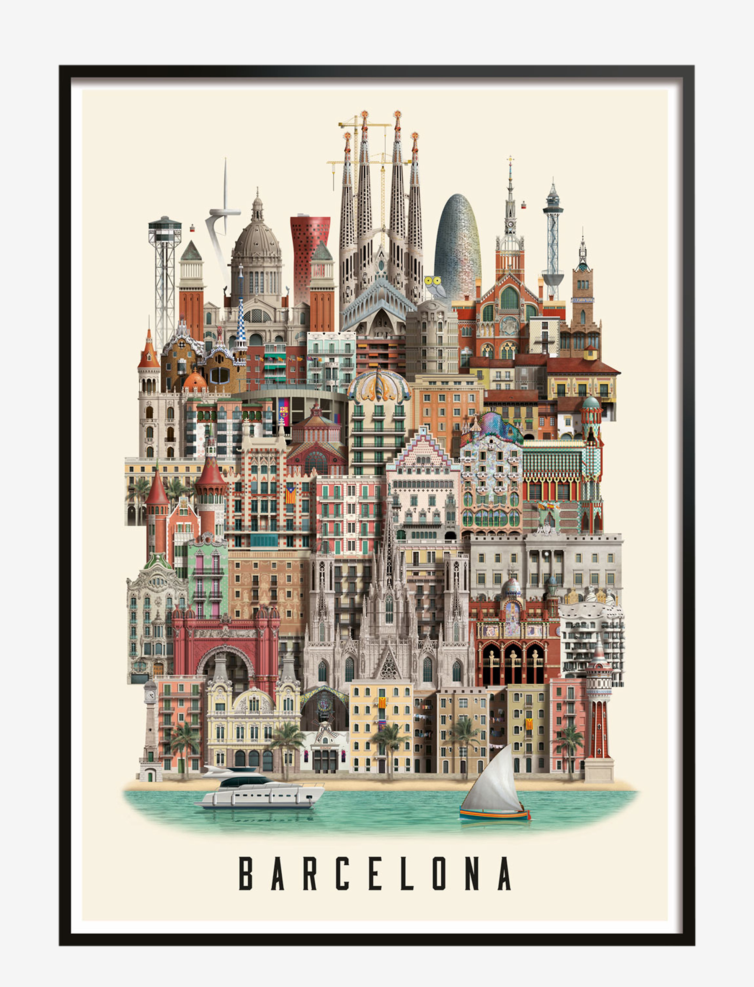 Martin Schwartz Barcelona Small Poster, Cities & Maps, Multi/mønstret, Str: A3