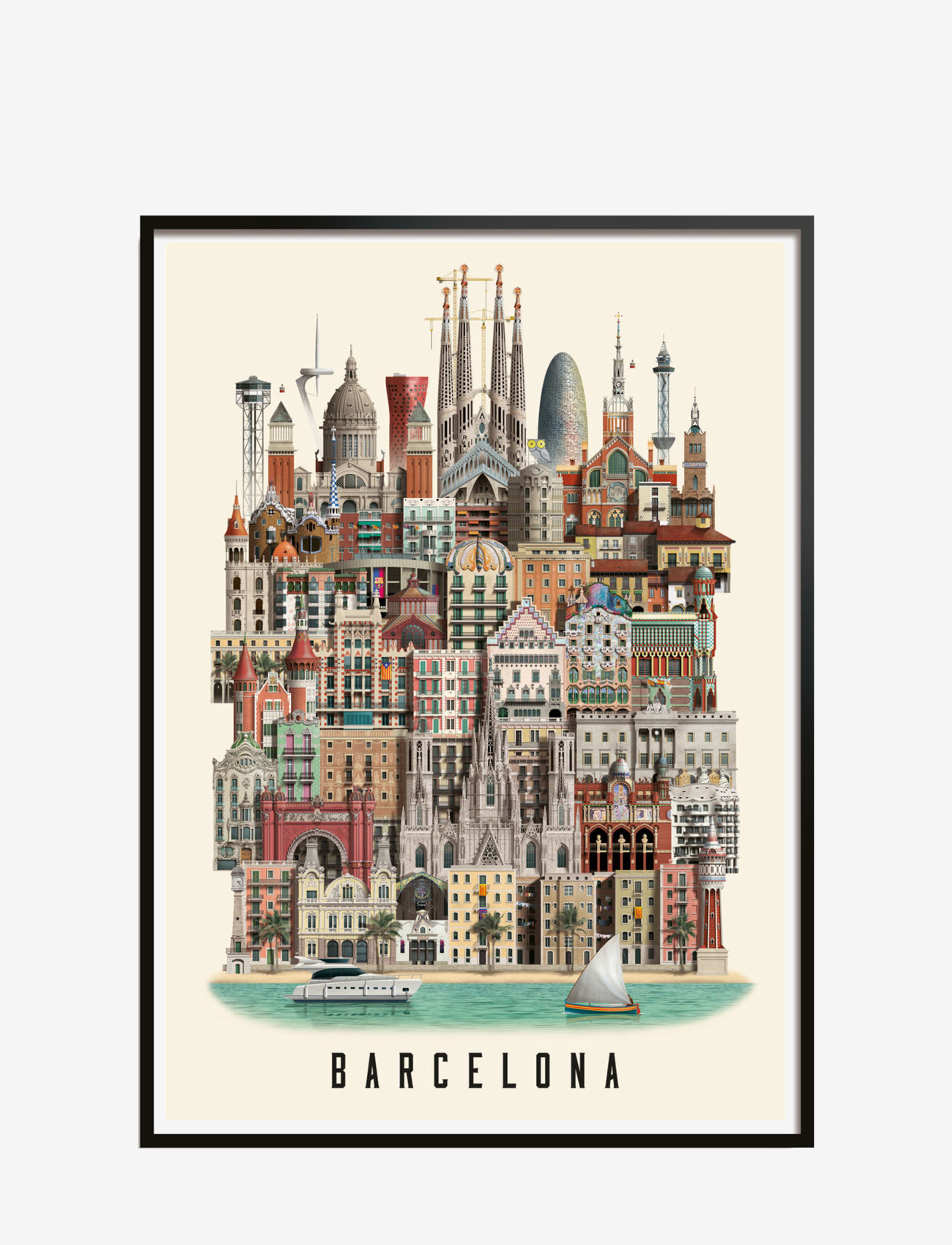 Martin Schwartz Barcelona Standard Poster, Cities & Maps, Multi/mønstret, Str: 50X70CM
