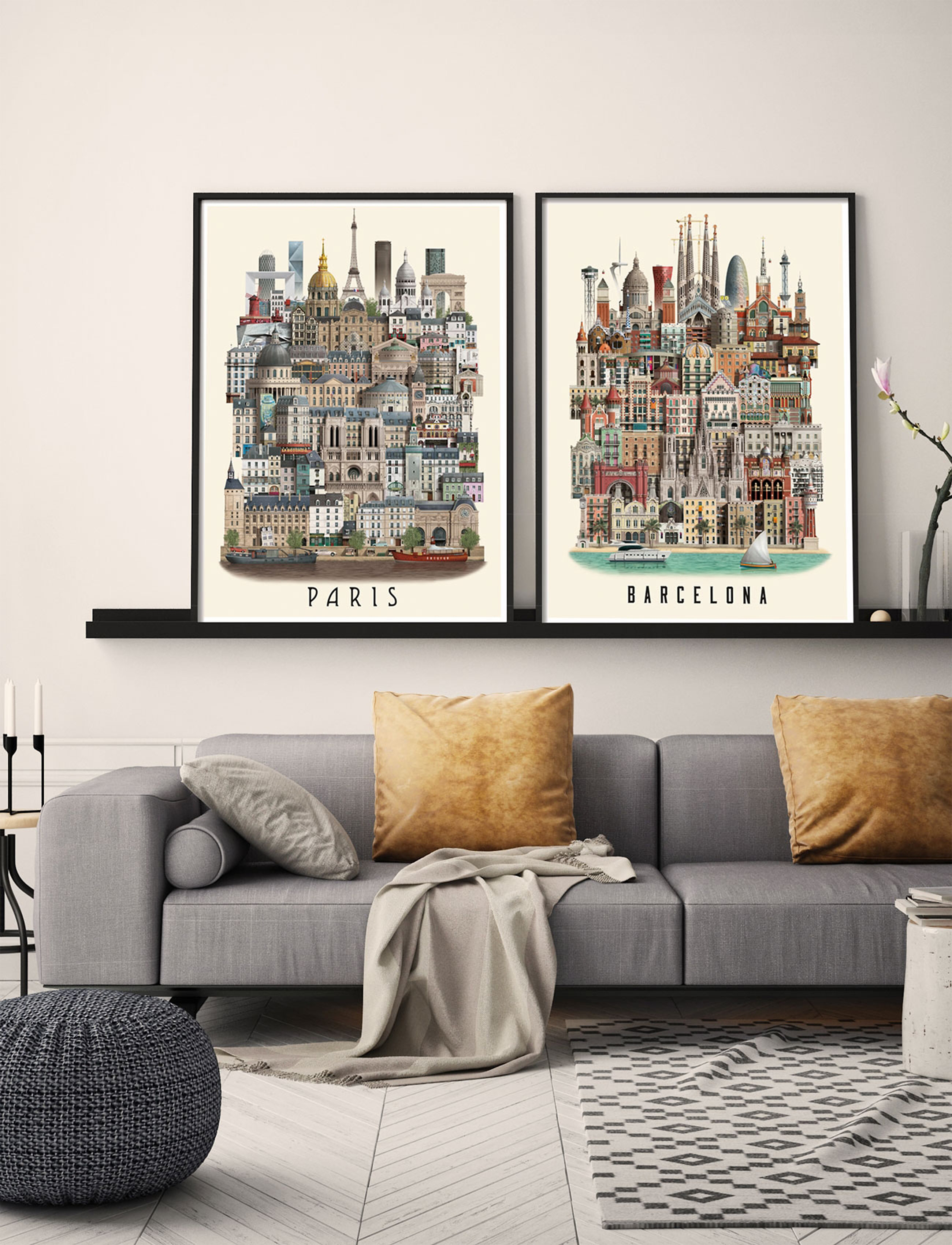 Martin Schwartz Barcelona Standard Poster, 50X70 cm, Posters, Mehrfarbig/gemustert - Cities & Maps, Homeware