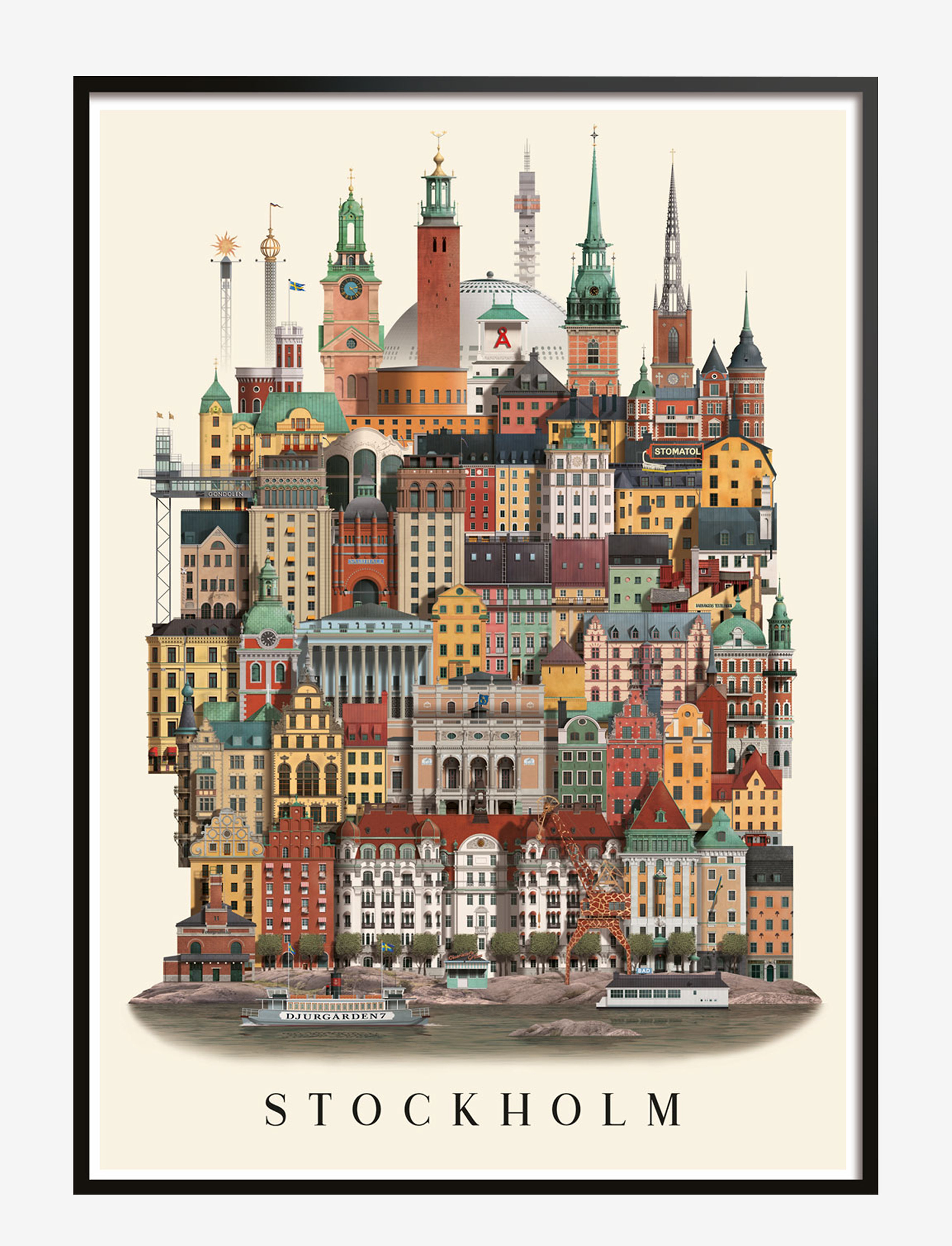 Martin Schwartz Stockholm Small Poster, Cities & Maps, Multi/mønstret, Str: A3