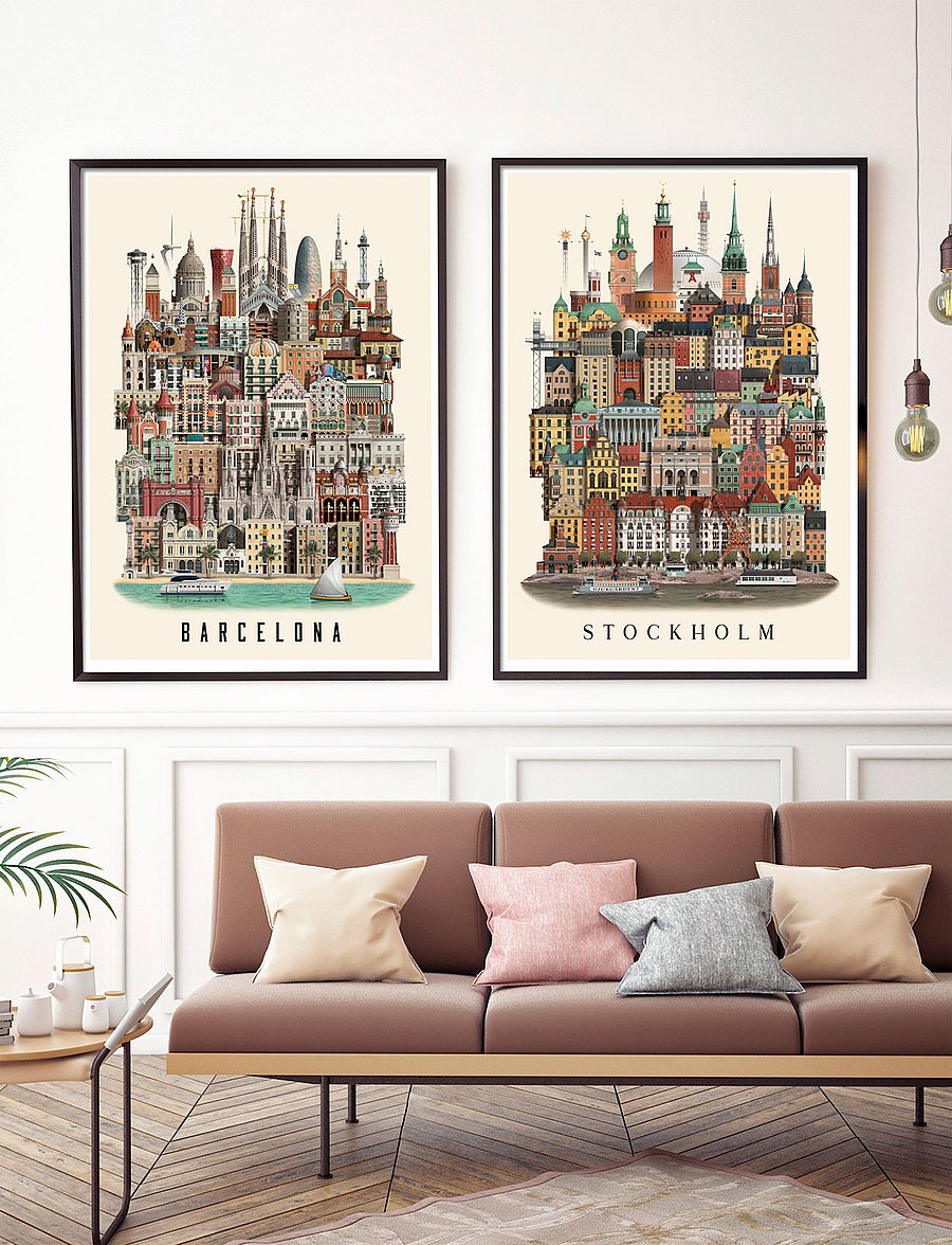 Martin Schwartz - Stockholmstandard poster - linnad ja kaardid - multi color - 2