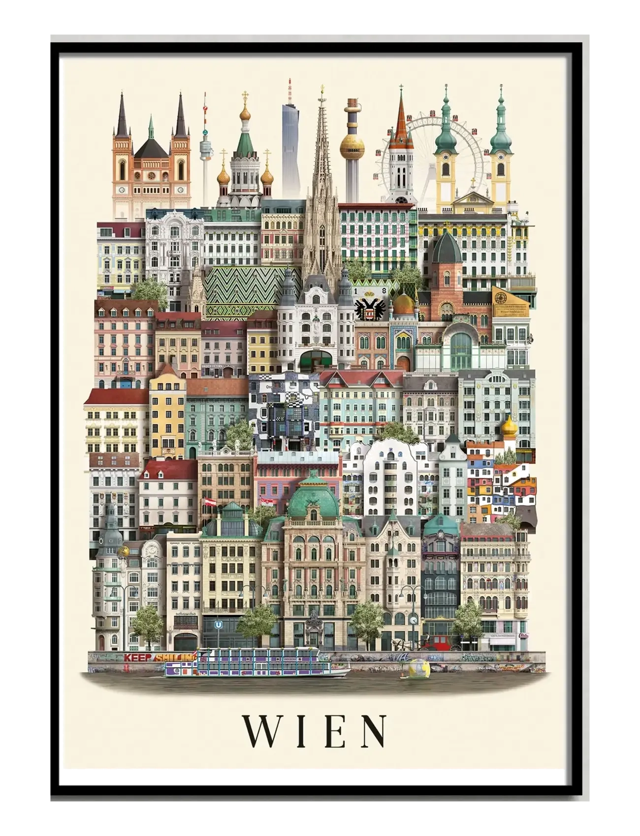Martin Schwartz Wien Standard Poster, Cities & Maps, Multi/mønstret, Str: 50X 70CM