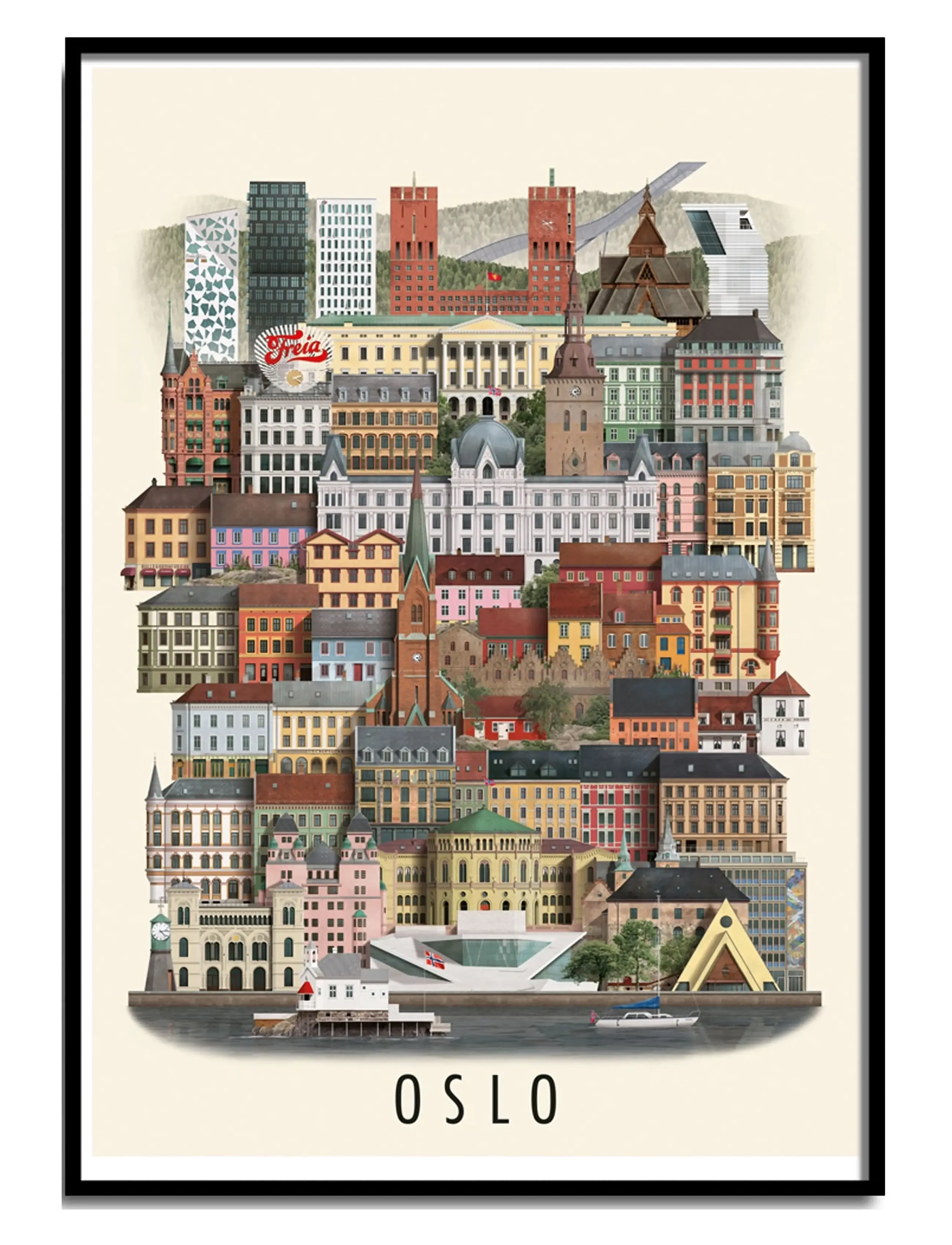 Martin Schwartz Oslo Standard Poster, Cities & Maps, Multi/mønstret, Str: 50X 70CM