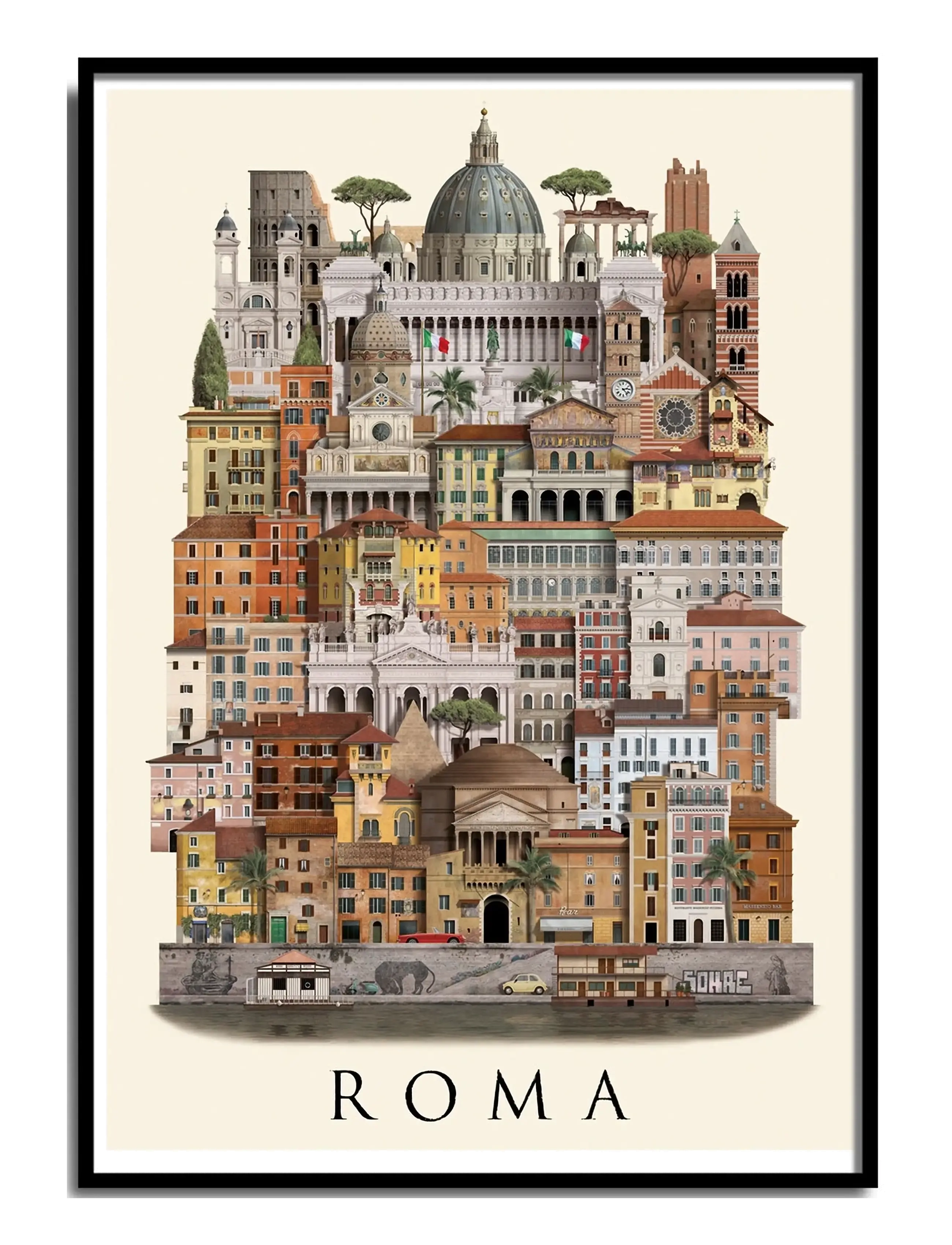Martin Schwartz Rome Standard Poster, Cities & Maps, Multi/mønstret, Str: 50X 70CM