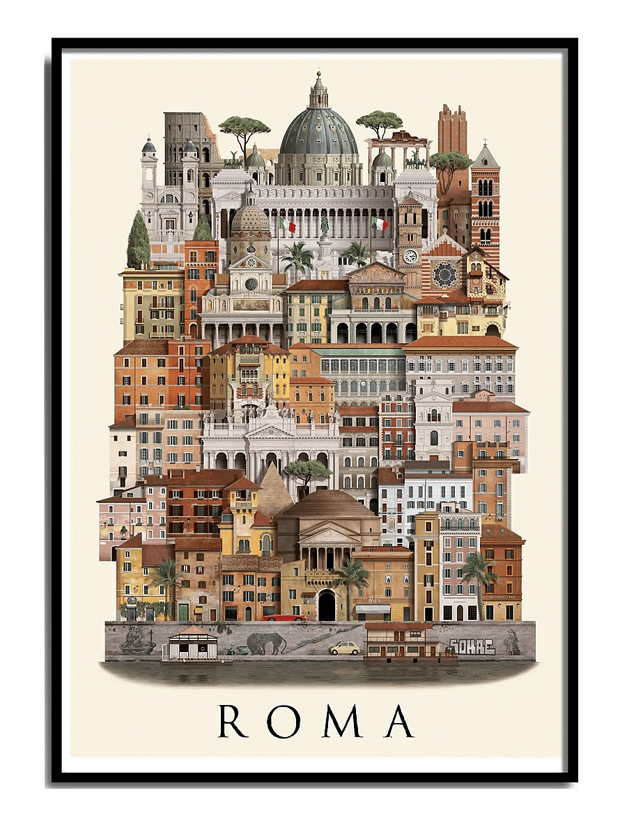 Martin Schwartz - Rome standard poster - linnad ja kaardid - multicolor - 0