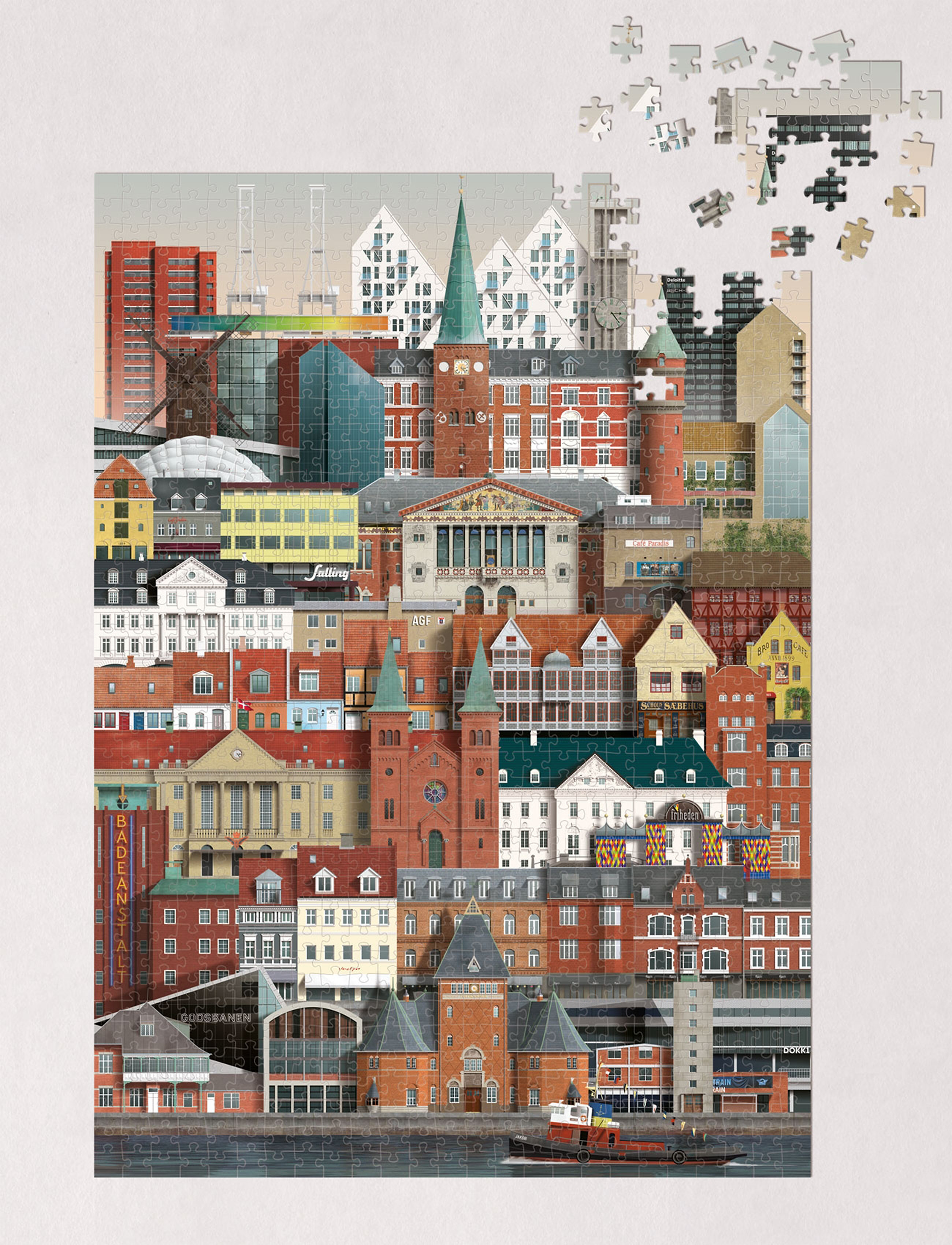 Martin Schwartz Aarhus Jigsaw Puzzle (1000 Pieces), One Size, Nude, Dekoration > Puslespil & Spil, Unisex